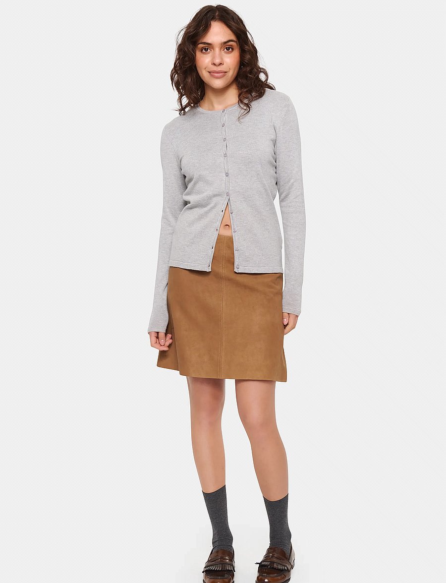 Saint Tropez - A8661, MilaSZ R-Neck Cardigan - strickjacken - pearl grey mel - 3