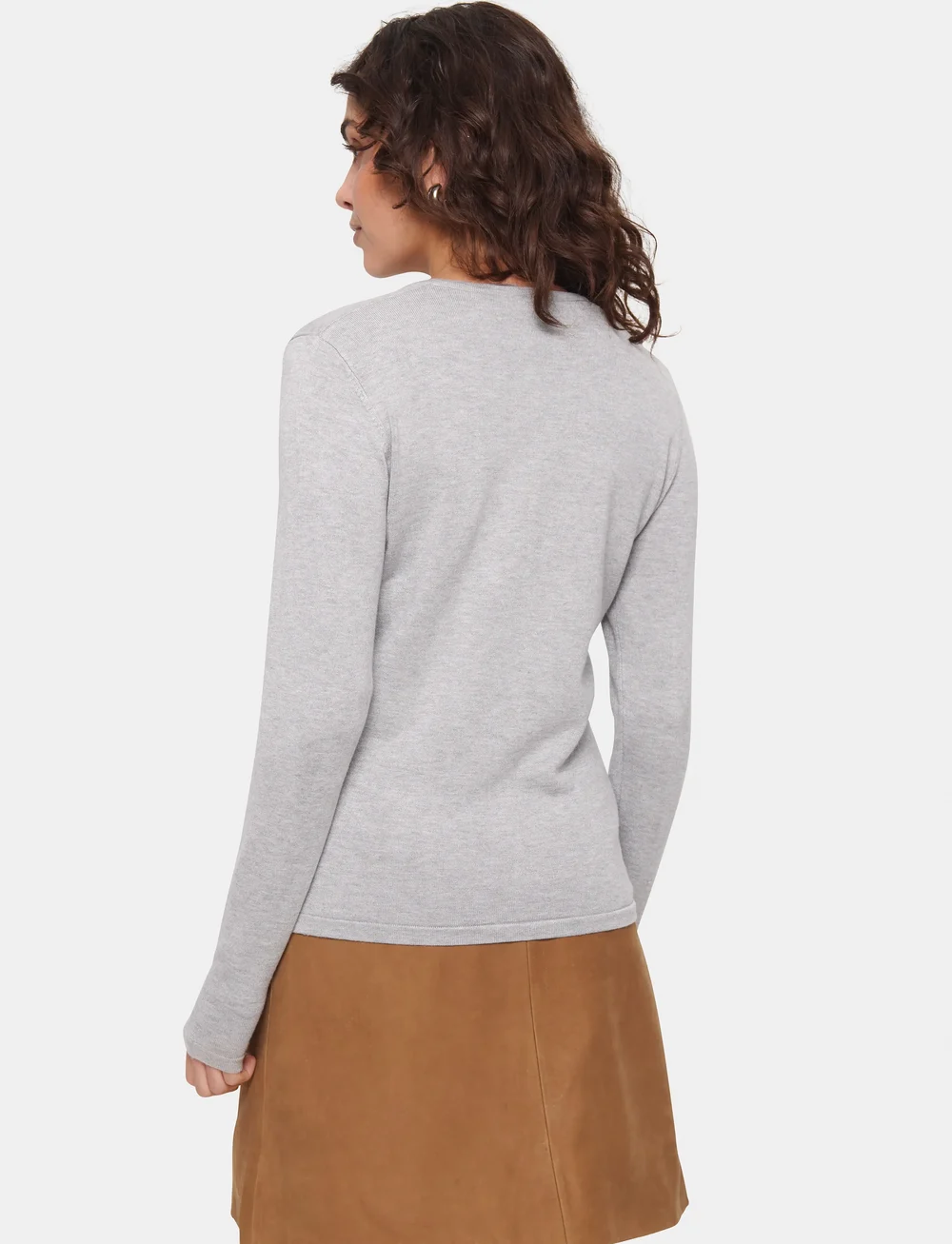 Saint Tropez - A8661, MilaSZ R-Neck Cardigan - koftor - pearl grey mel - 4