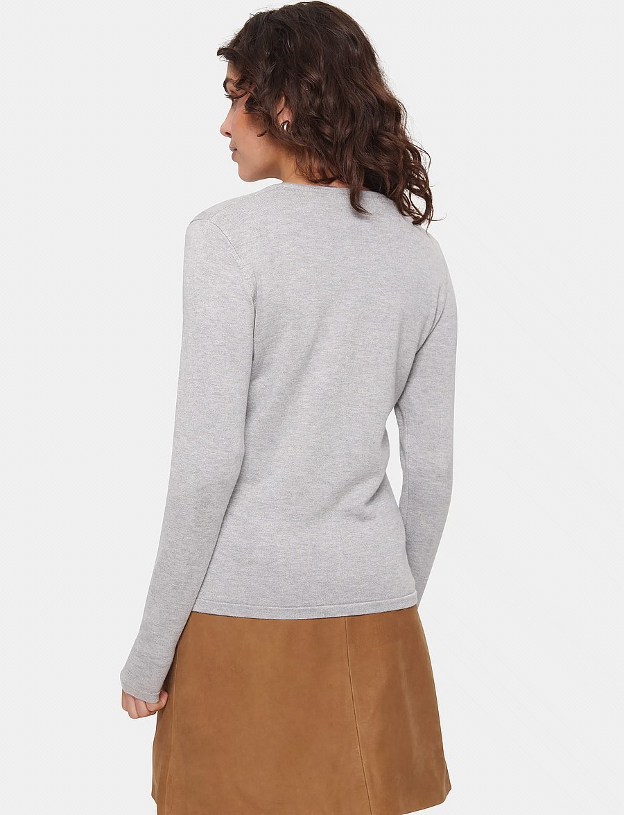 Saint Tropez - A8661, MilaSZ R-Neck Cardigan - strickjacken - pearl grey mel - 4