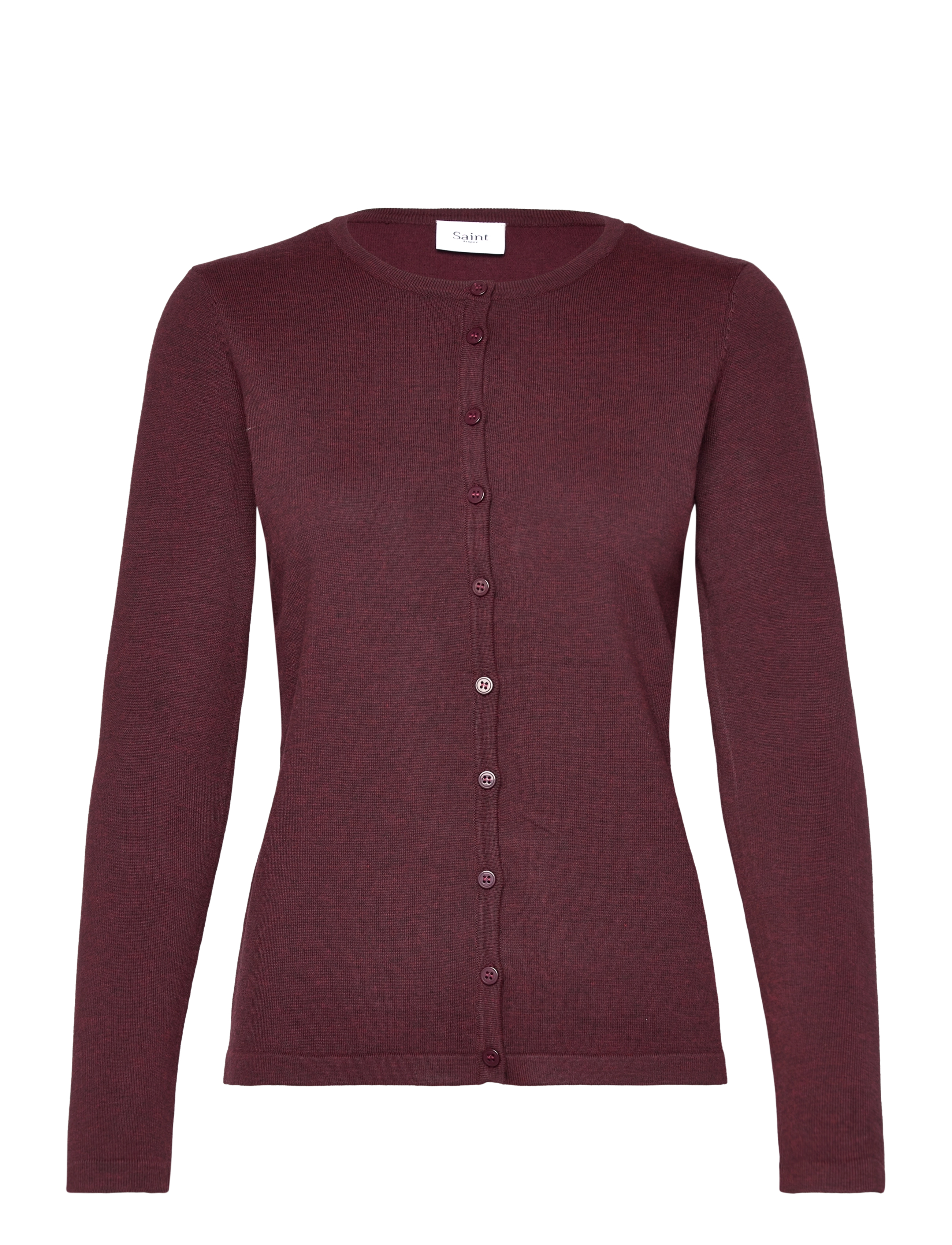 Saint Tropez - A8661, MilaSZ R-Neck Cardigan - lägsta priserna - tawny port melange - 1
