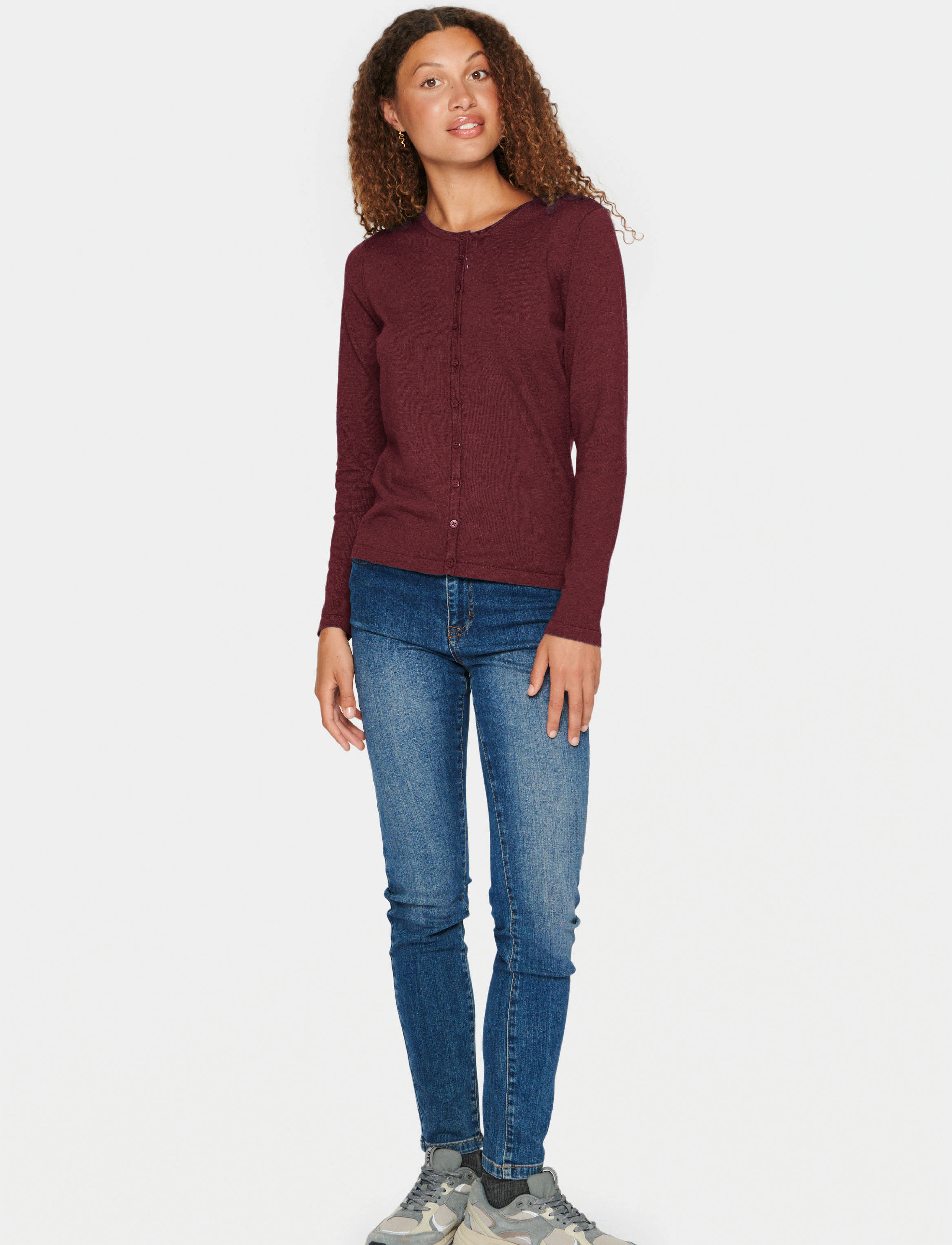 Saint Tropez - A8661, MilaSZ R-Neck Cardigan - lägsta priserna - tawny port melange - 3
