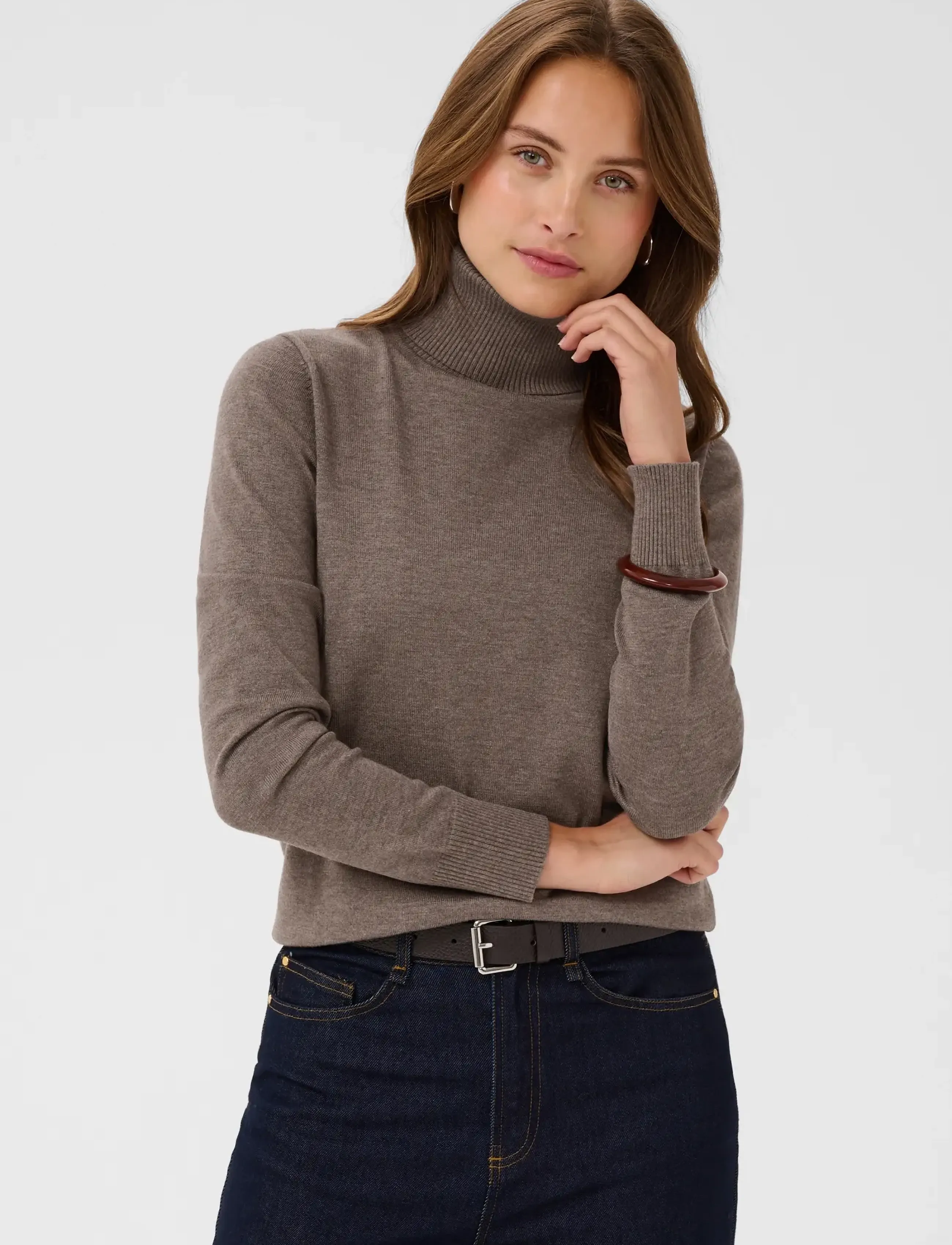 Saint Tropez - J2046, MilaSZ Rollneck Pullover - laveste priser - mink melange - 0