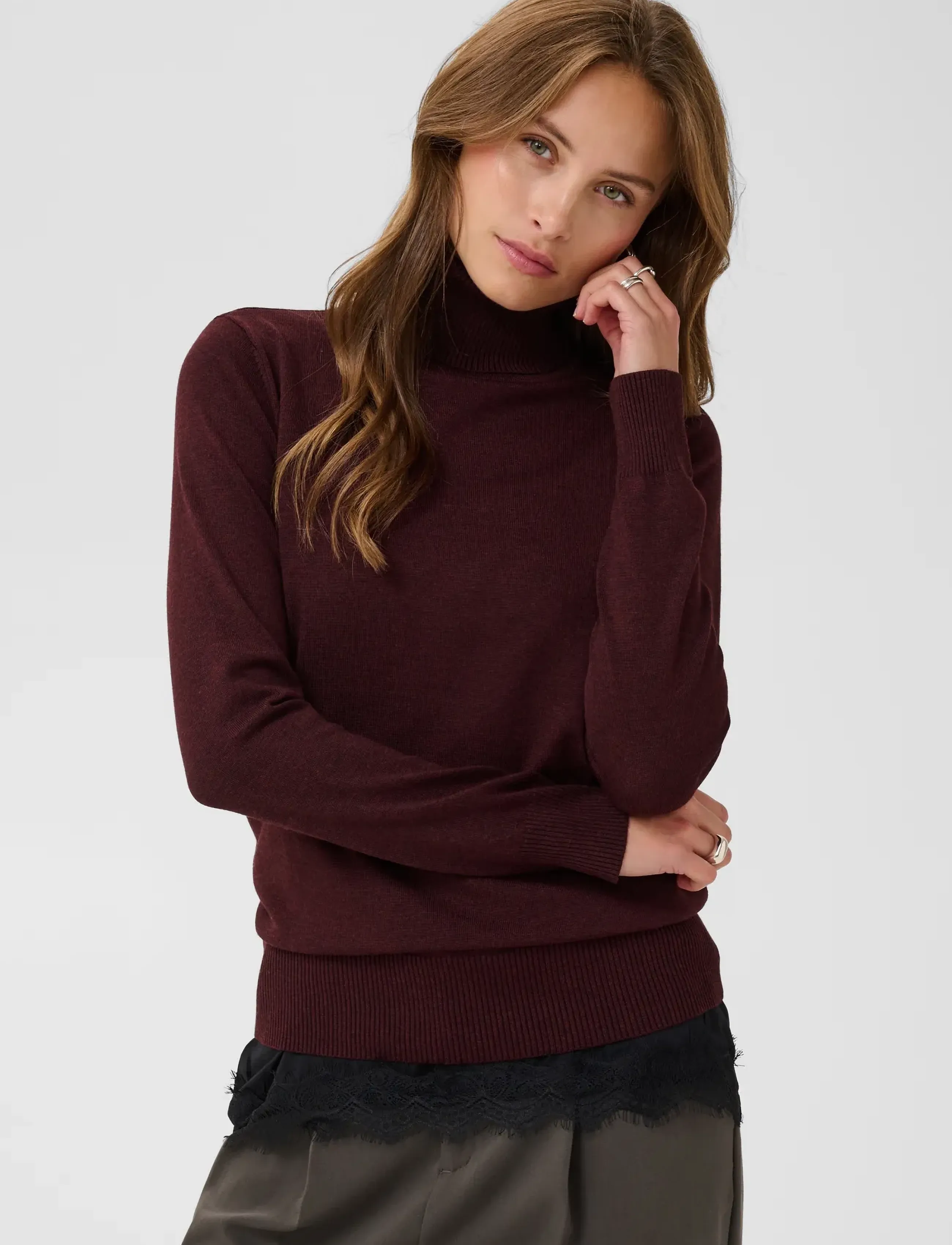 Saint Tropez - J2046, MilaSZ Rollneck Pullover - polotröjor - winetasting melange - 0