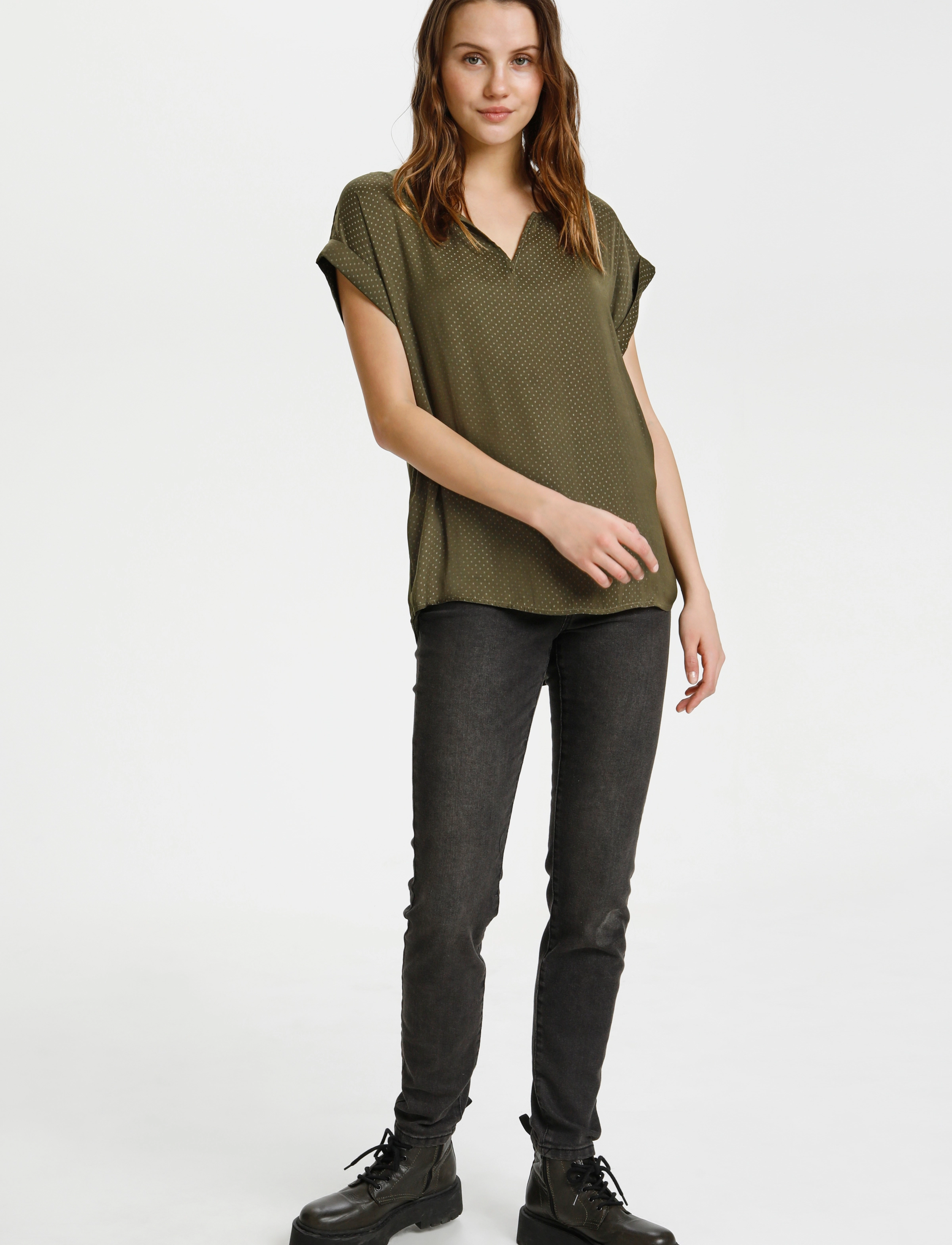 Saint Tropez - P1326, BrianaSZ SS Top - lühikeste varrukatega pluusid - army green - 3