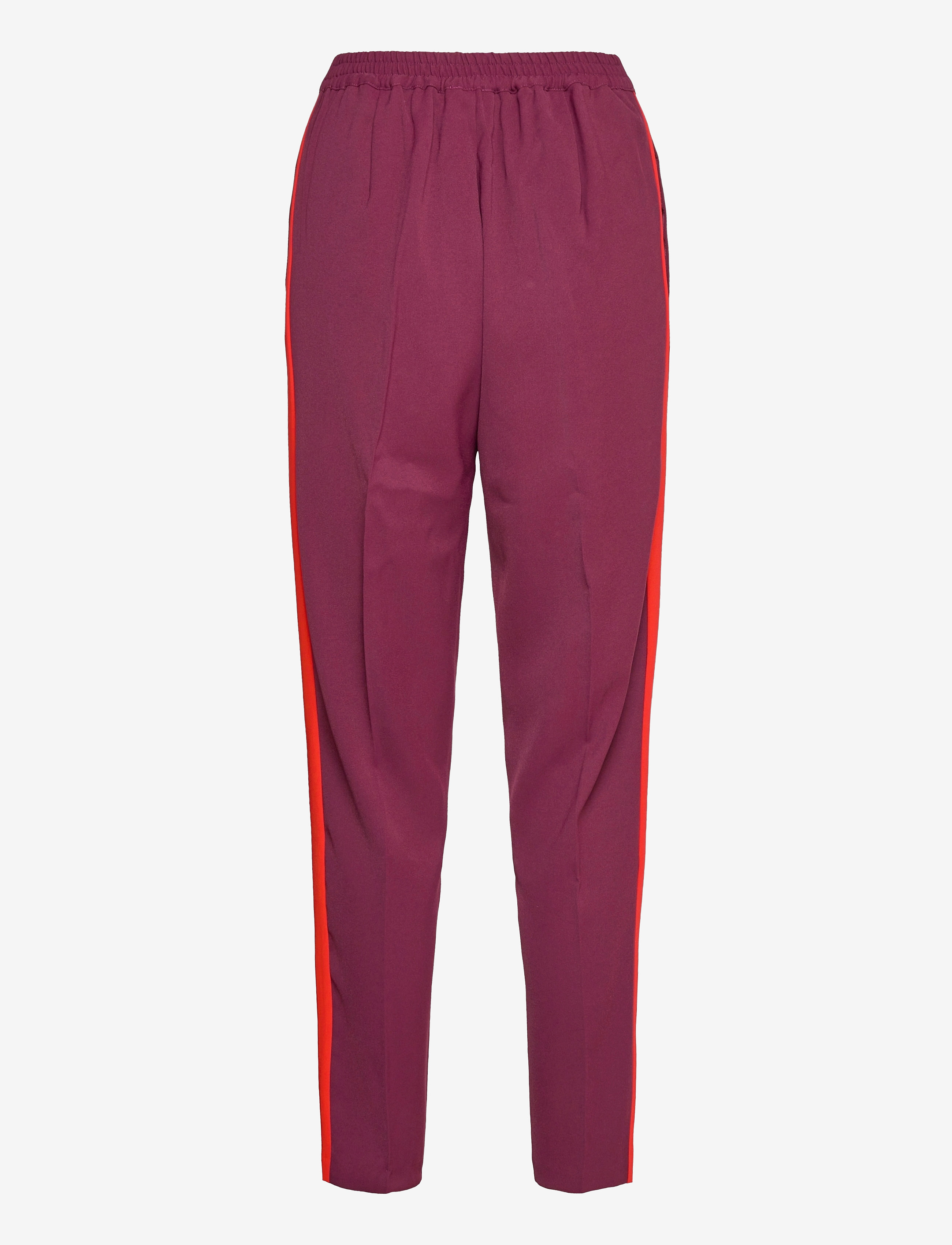 Saint Tropez - T5006, PANTS W CONTRAST SIDE GALLOW - slim fit bukser - grapewine - 1
