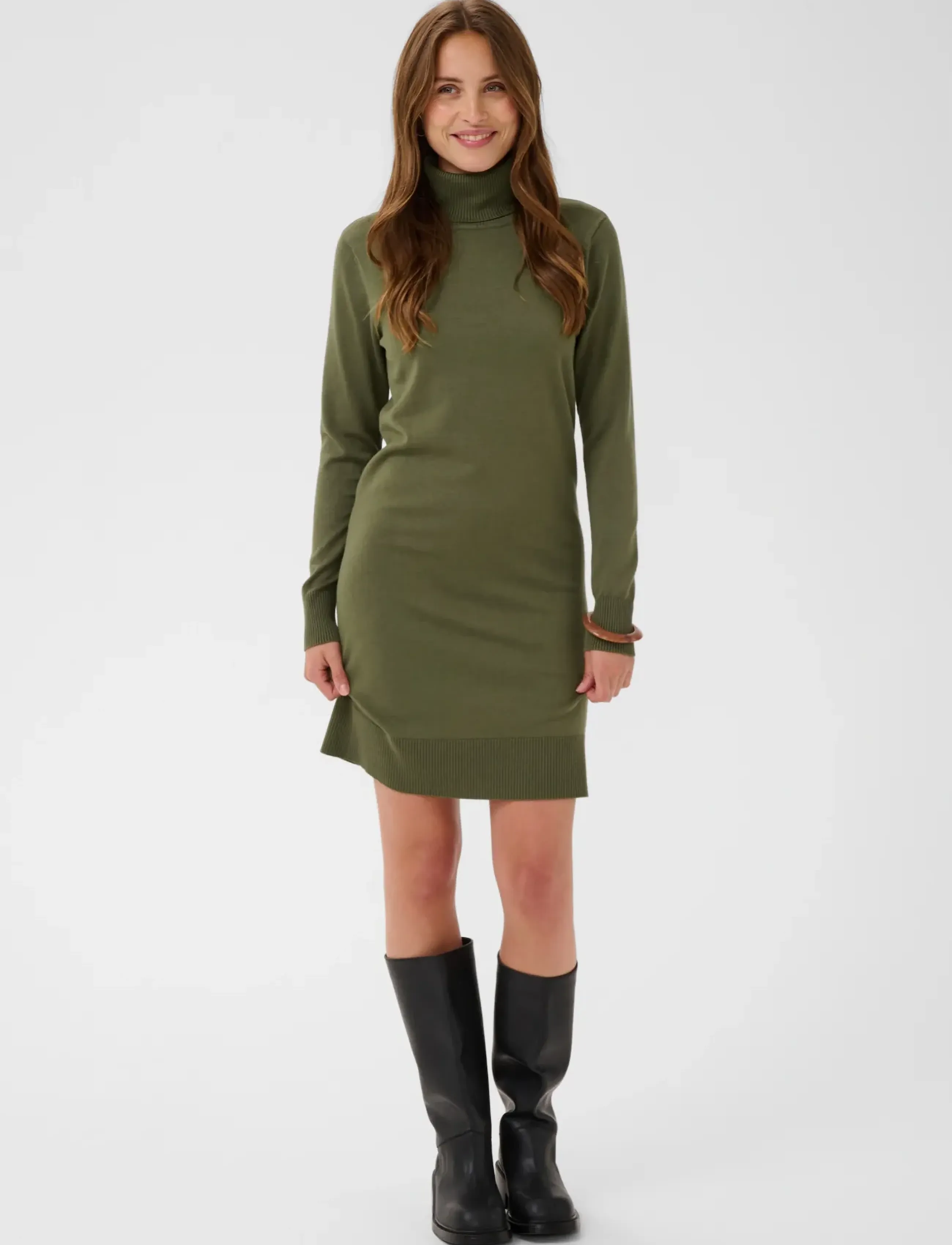Saint Tropez - U6801, MilaSZ Rollneck Dress - strickkleider - four leaf clover melange - 3
