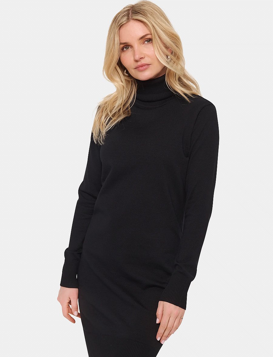 Saint Tropez - U6801, MilaSZ Rollneck Dress - strickkleider - black - 0