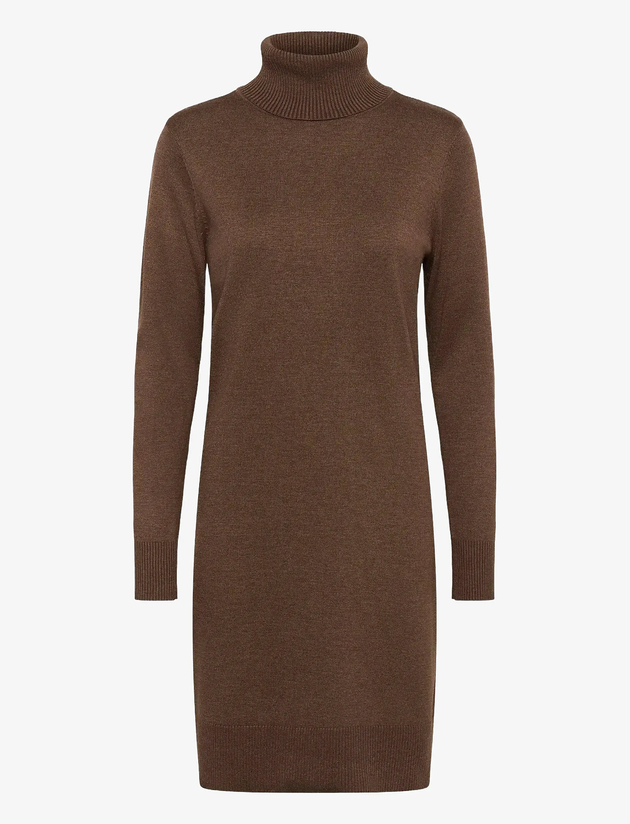 Saint Tropez - U6801, MilaSZ Rollneck Dress - knitted dresses - fondue fudge melange - 0