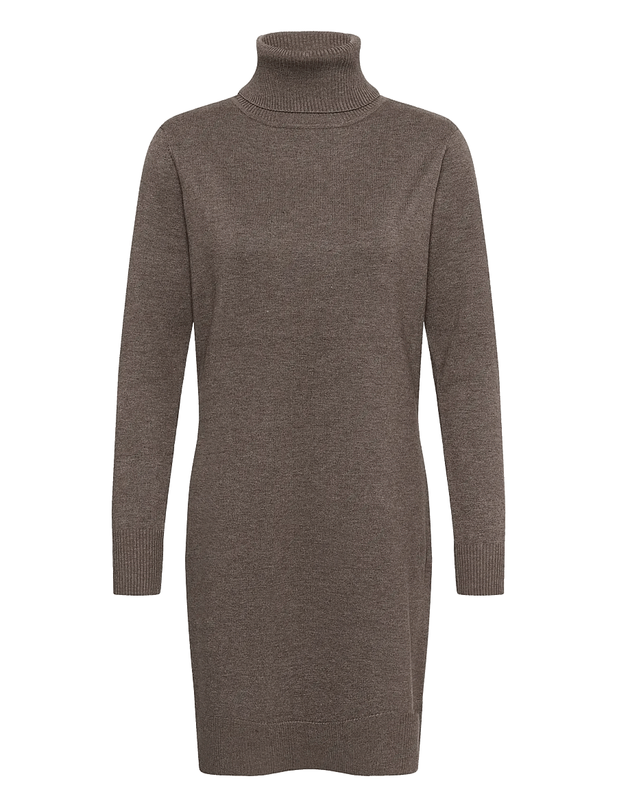 Saint Tropez - U6801, MilaSZ Rollneck Dress - stickade klänningar - mink melange - 1