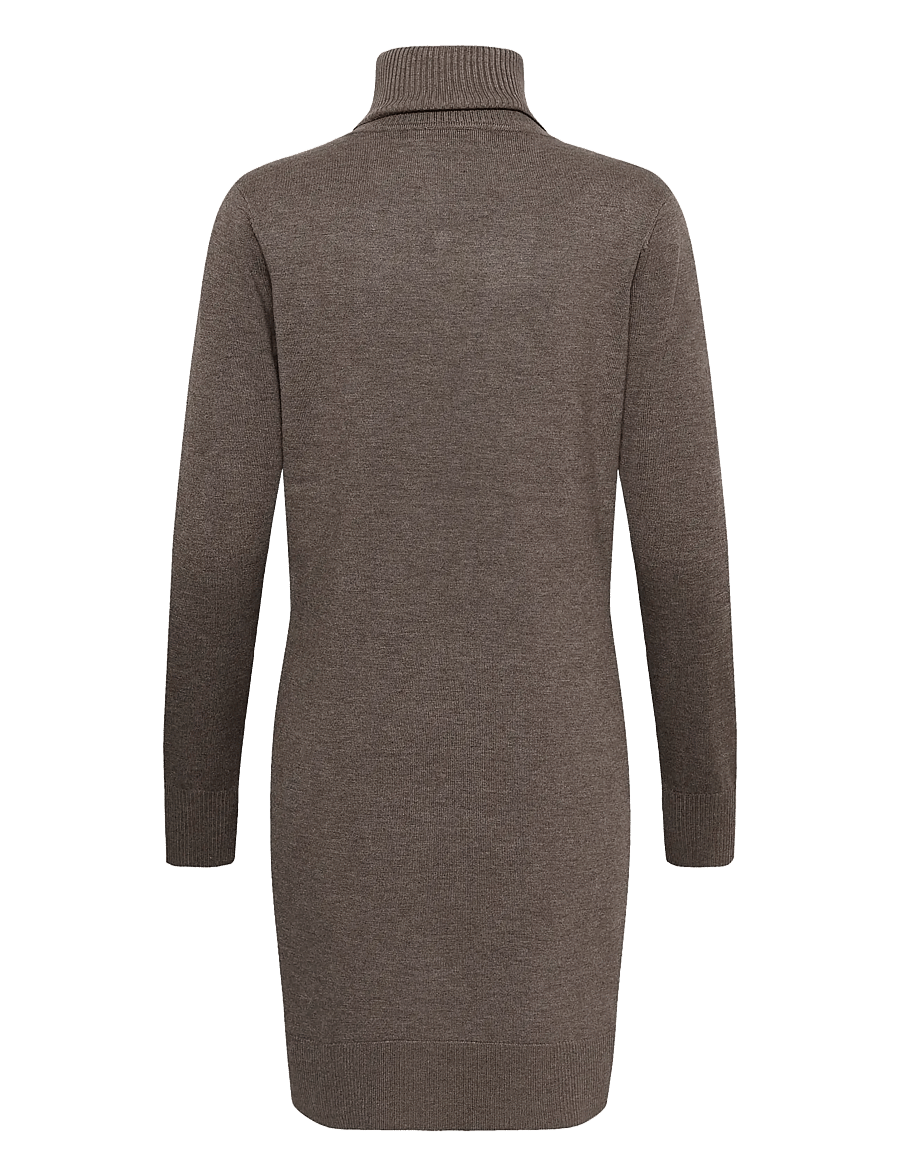 Saint Tropez - U6801, MilaSZ Rollneck Dress - stickade klänningar - mink melange - 2