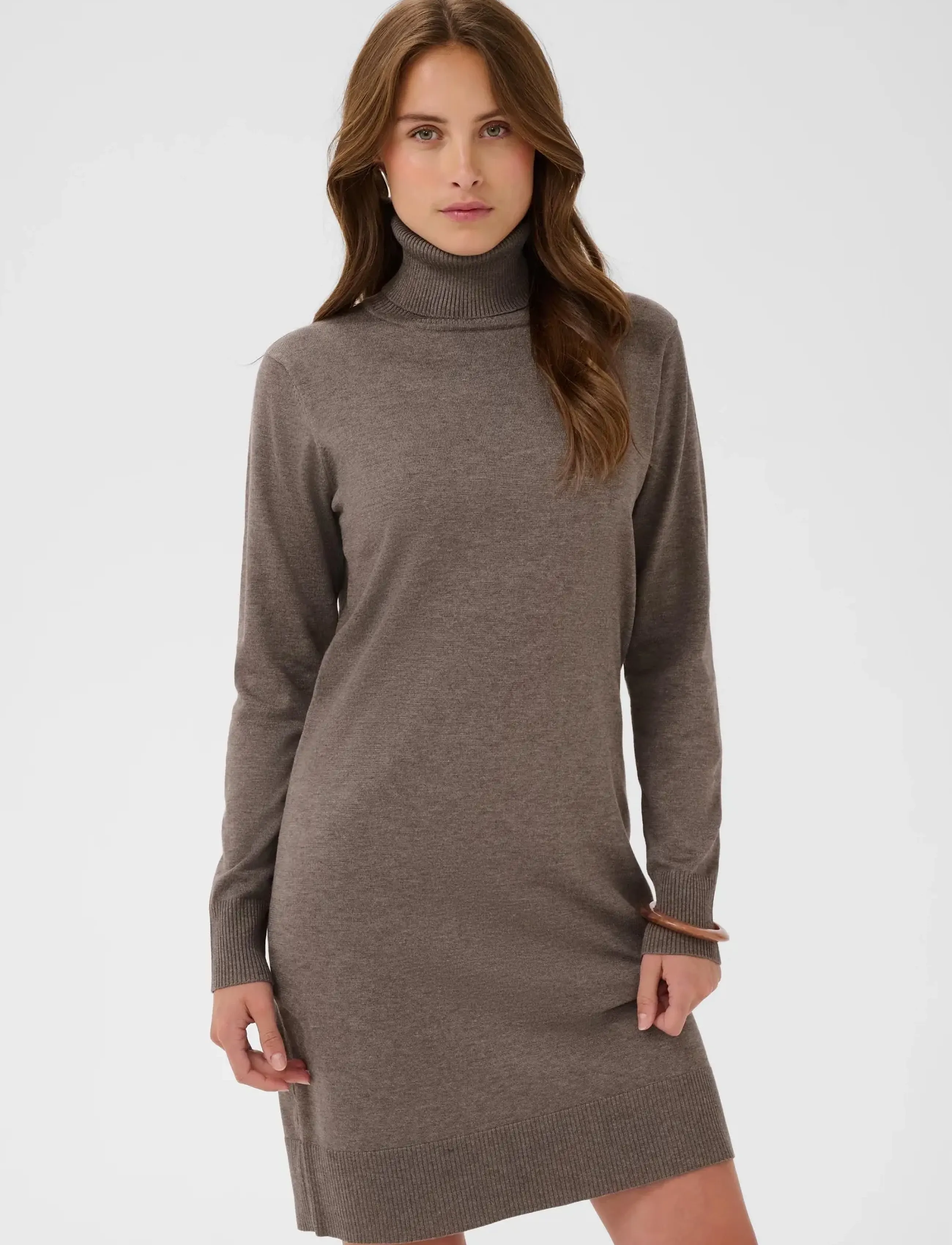 Saint Tropez U6801, MilaSZ Rollneck Dress - Kontoririided - MINK MELANGE / brown