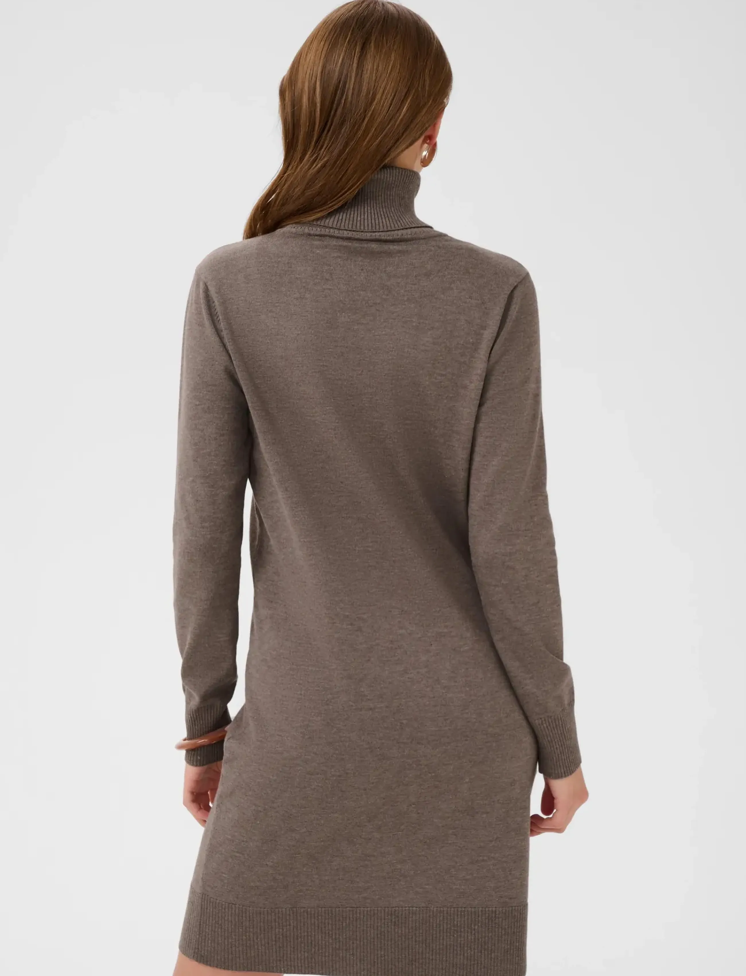 Saint Tropez - U6801, MilaSZ Rollneck Dress - kootud kleidid - mink melange - 4