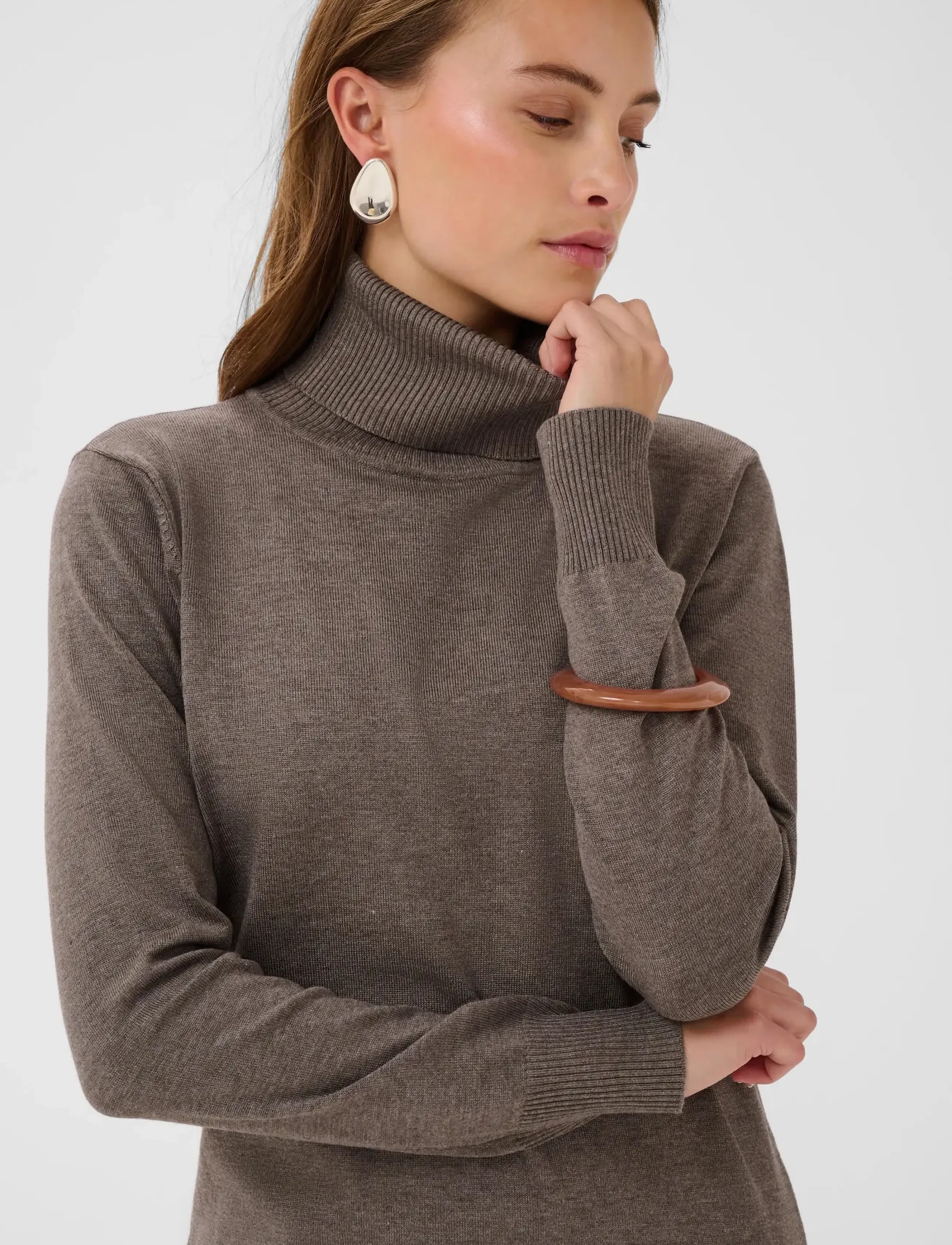 Saint Tropez - U6801, MilaSZ Rollneck Dress - kootud kleidid - mink melange - 5