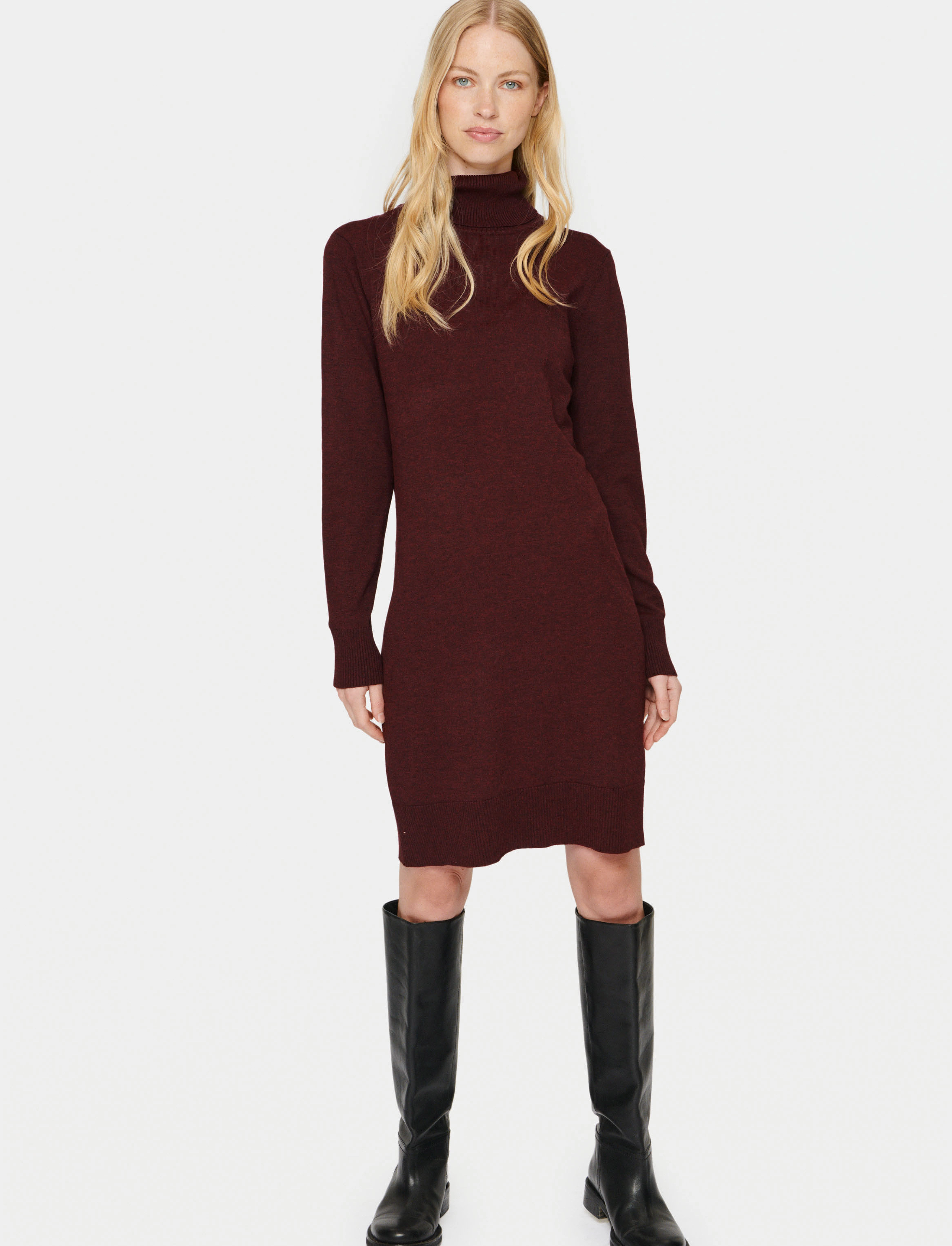 Saint Tropez - U6801, MilaSZ Rollneck Dress - laveste priser - tawny port melange - 3