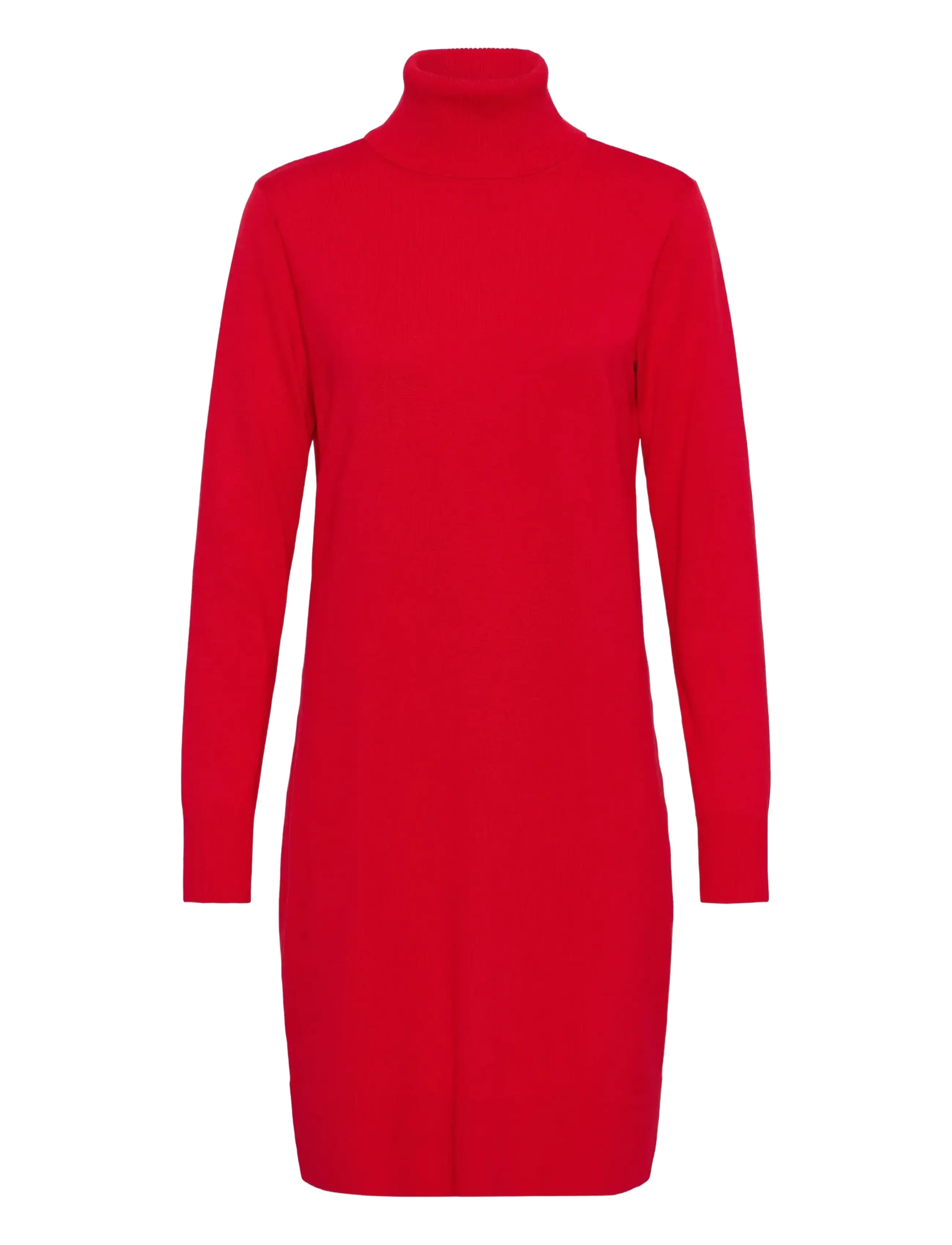 Saint Tropez - U6801, MilaSZ Rollneck Dress - stickade klänningar - true red - 1