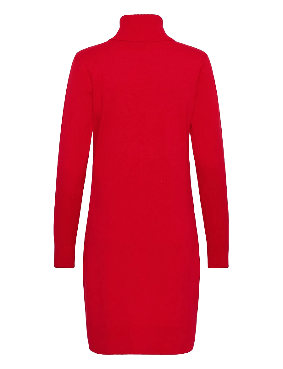 Saint Tropez - U6801, MilaSZ Rollneck Dress - stickade klänningar - true red - 2
