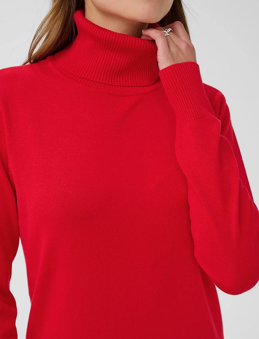 Saint Tropez - U6801, MilaSZ Rollneck Dress - stickade klänningar - true red - 5