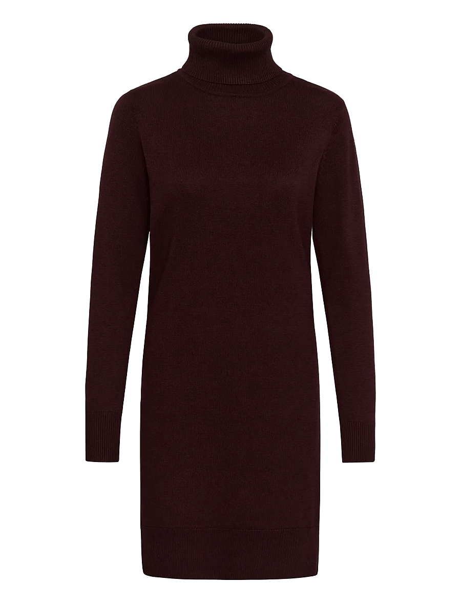 Saint Tropez - U6801, MilaSZ Rollneck Dress - stickade klänningar - winetasting melange - 1