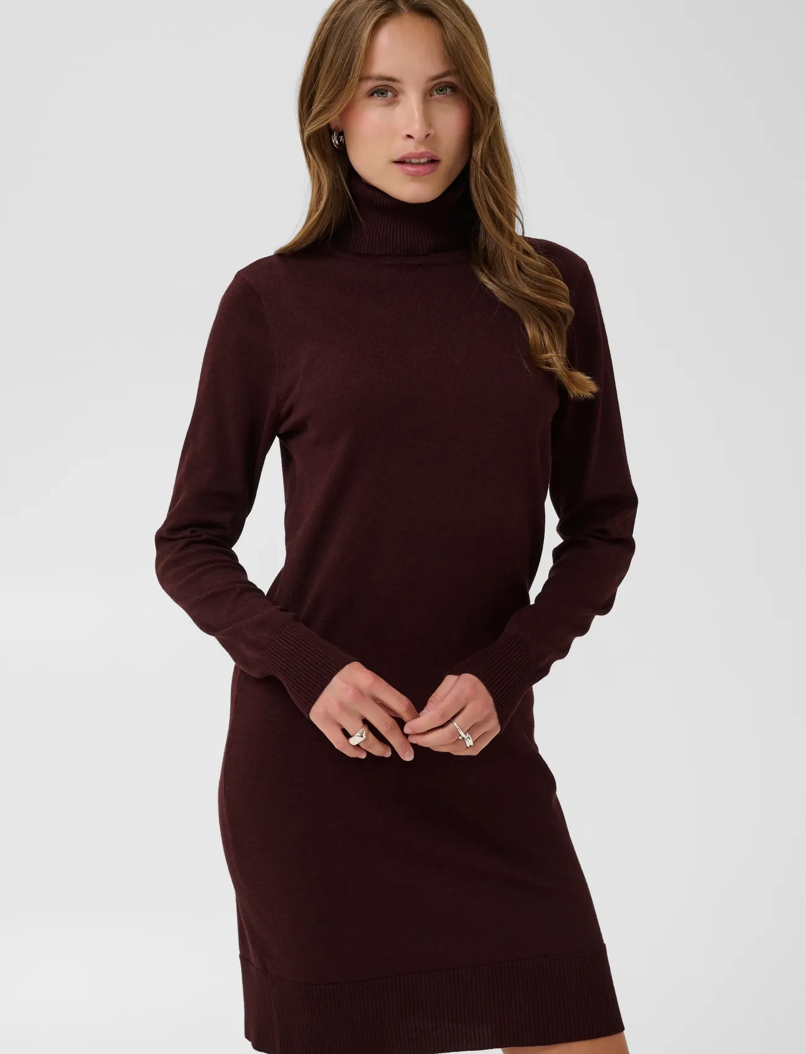Saint Tropez U6801, MilaSZ Rollneck Dress - Kläder - WINETASTING MELANGE / burgundy