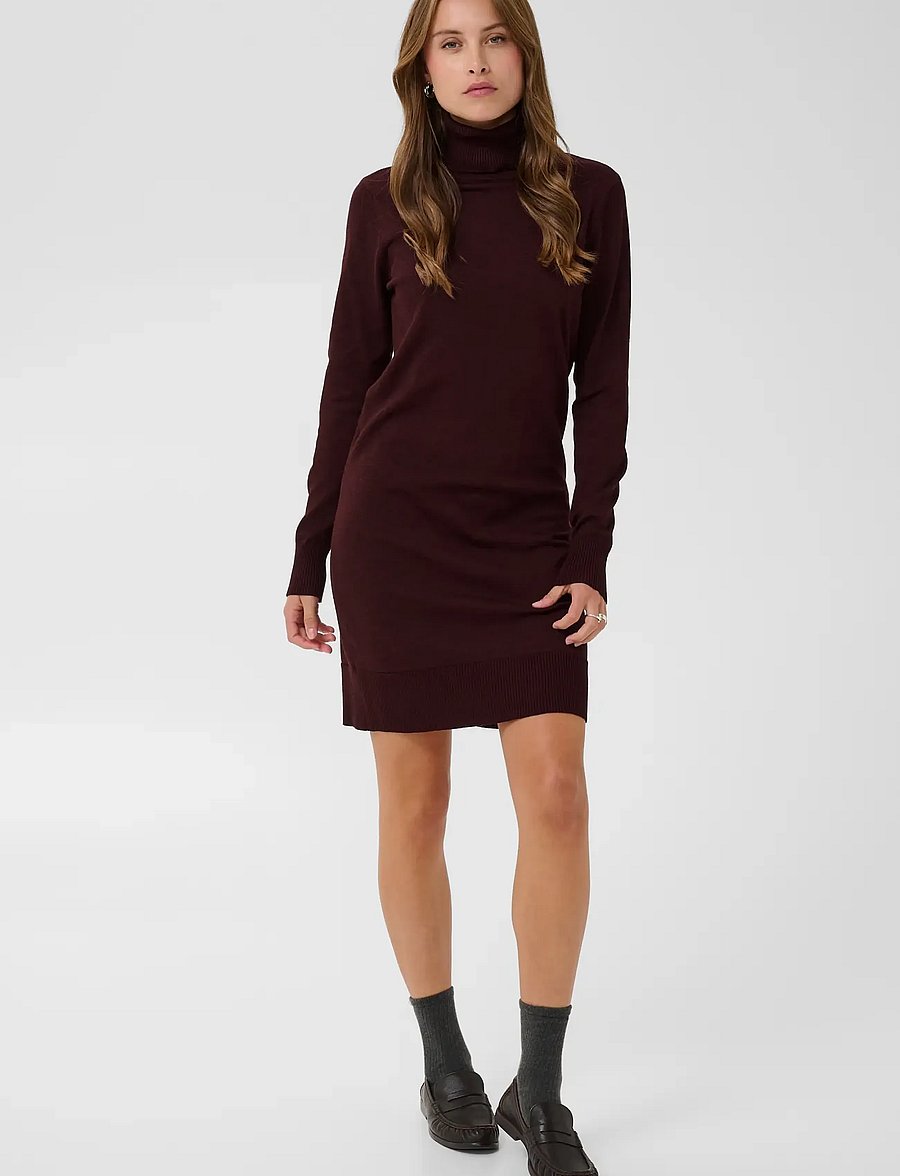 Saint Tropez - U6801, MilaSZ Rollneck Dress - stickade klänningar - winetasting melange - 3