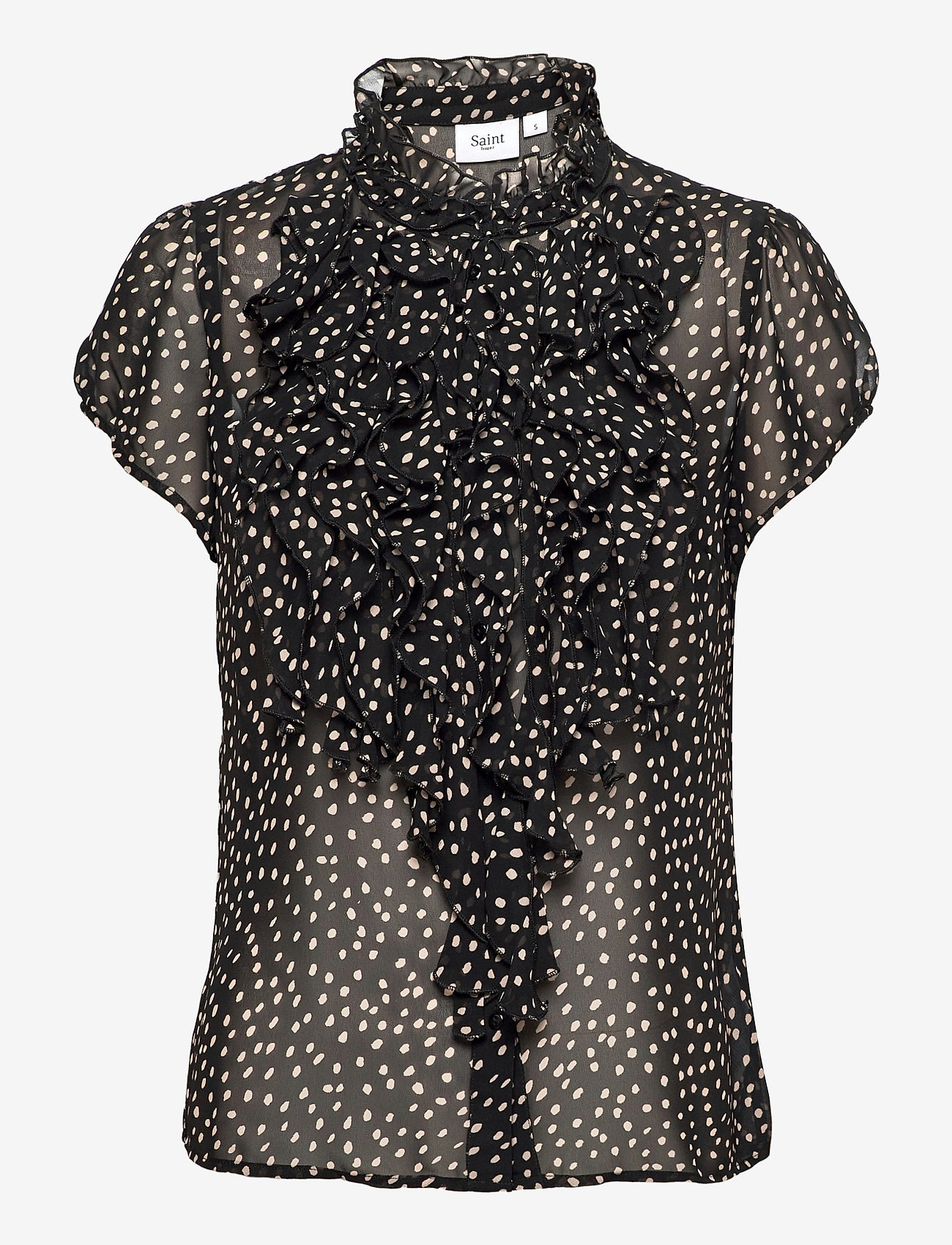 Saint Tropez - LiljaSZ Drea SS Shirt - kurzämlige blusen - dot black - 1