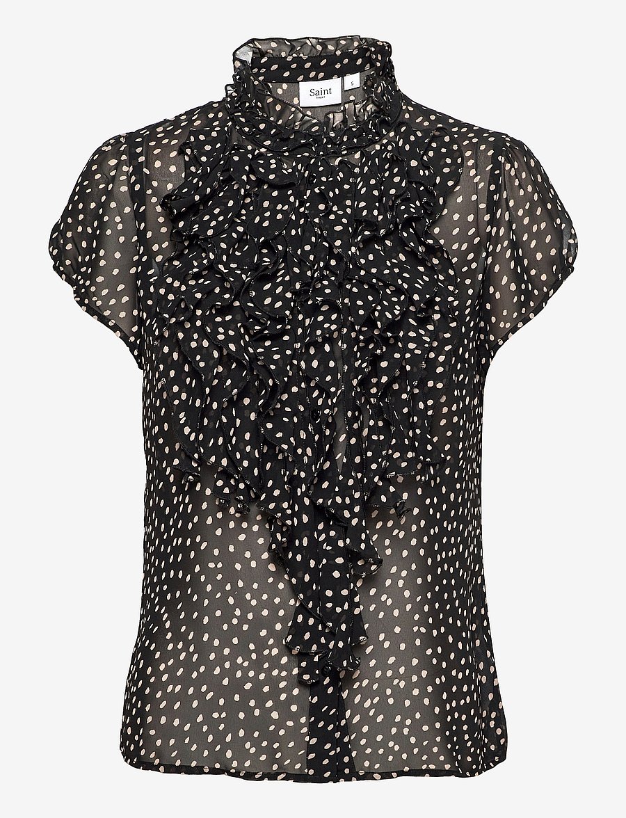 Saint Tropez - LiljaSZ Drea SS Shirt - kurzärmelige blusen - dot black - 1
