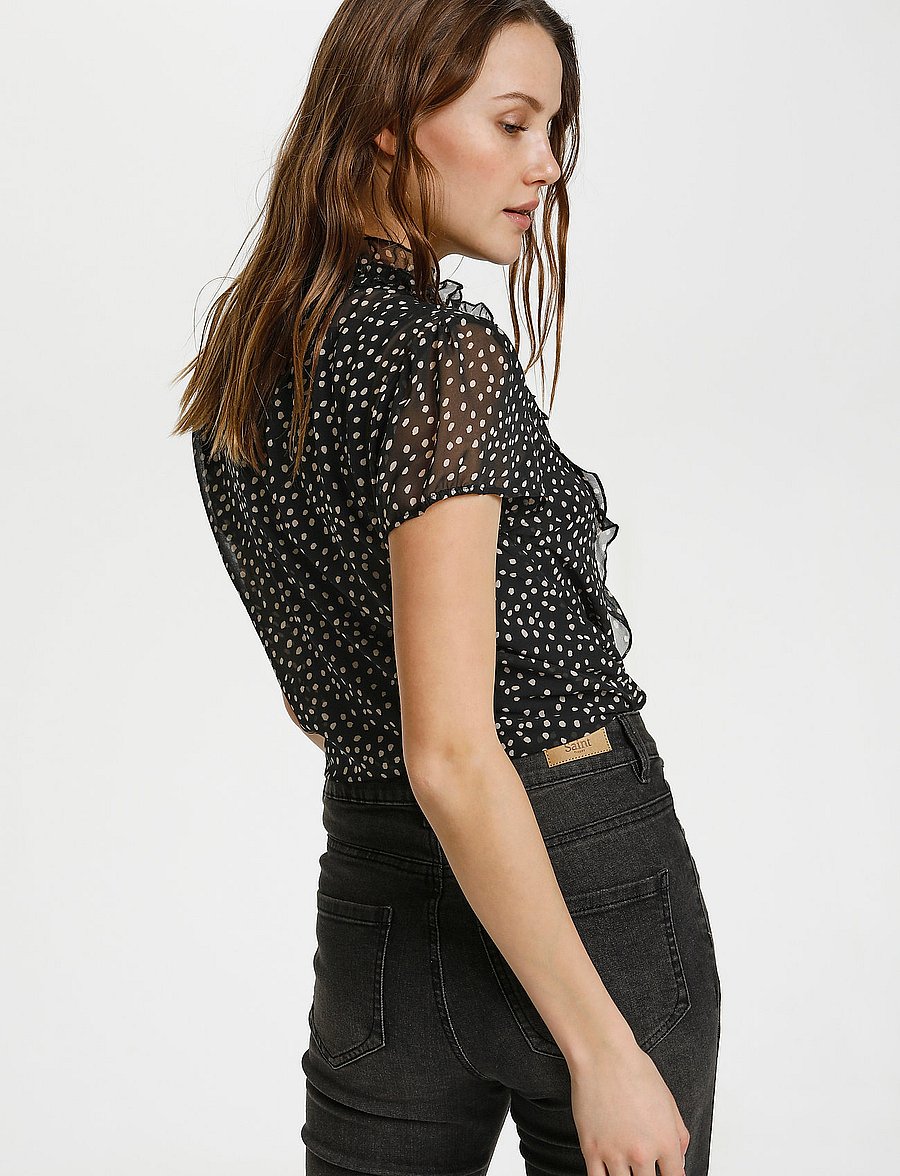Saint Tropez - LiljaSZ Drea SS Shirt - kurzärmelige blusen - dot black - 4