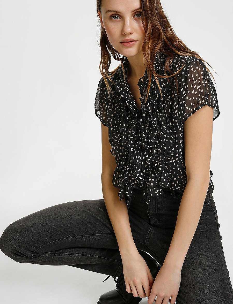 Saint Tropez - LiljaSZ Drea SS Shirt - kurzärmelige blusen - dot black - 5