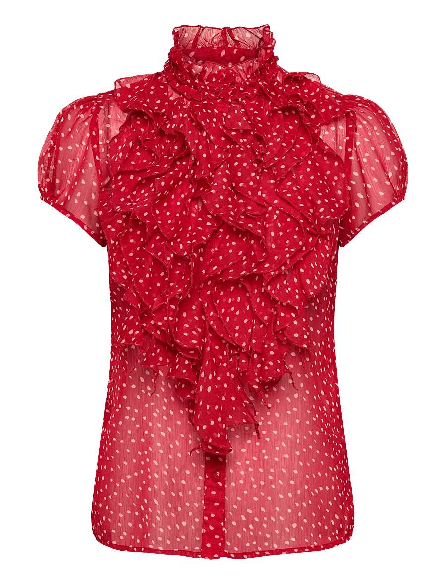 Saint Tropez - LiljaSZ Drea SS Shirt - kurzärmelige blusen - tango red drea dot - 0