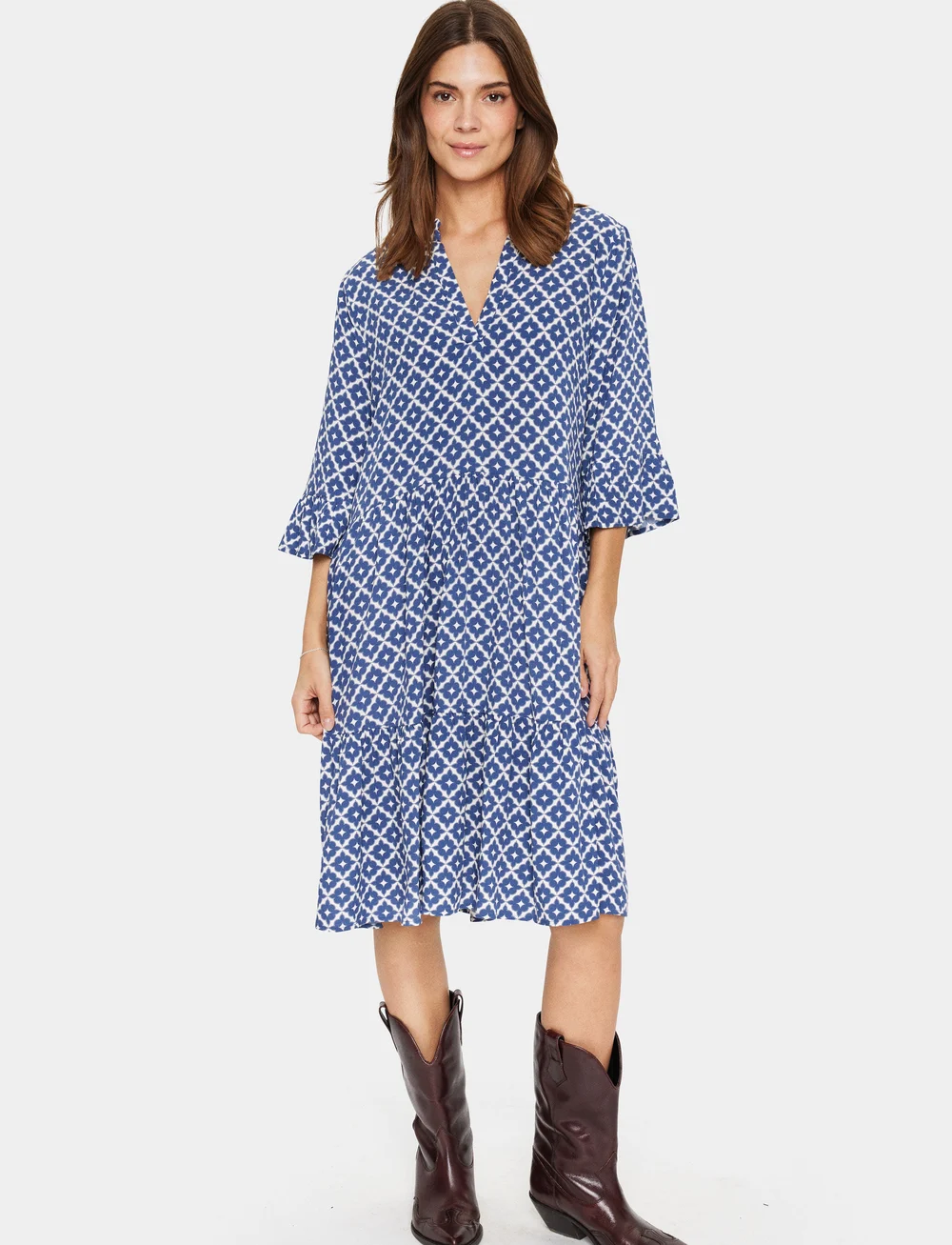 Saint Tropez - EdaSZ Dress - sommarklänningar - blueindigo maroc tiles - 3