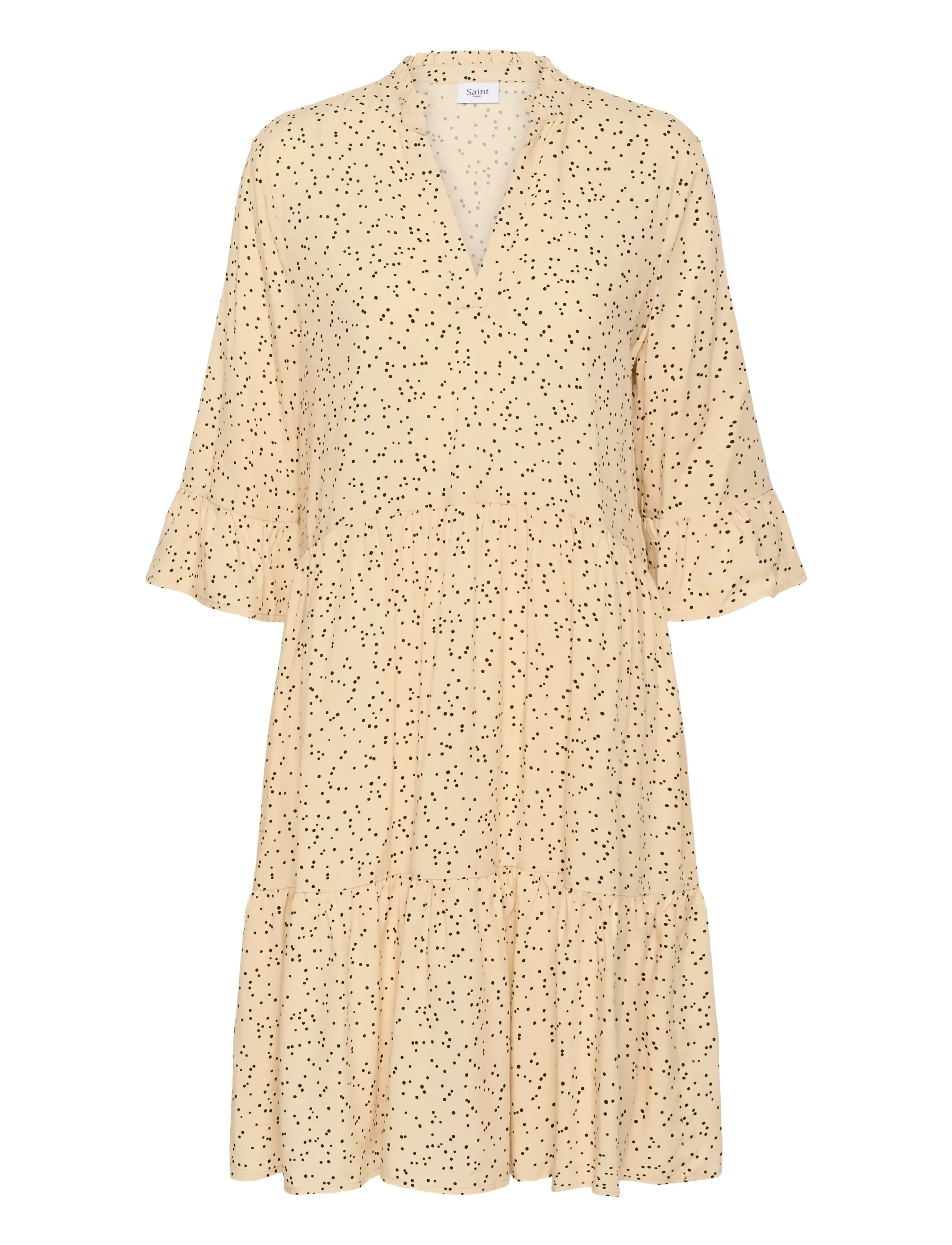 Saint Tropez EdaSZ Dress - Kleidung - CREME BLACK MINI DOTS / cream