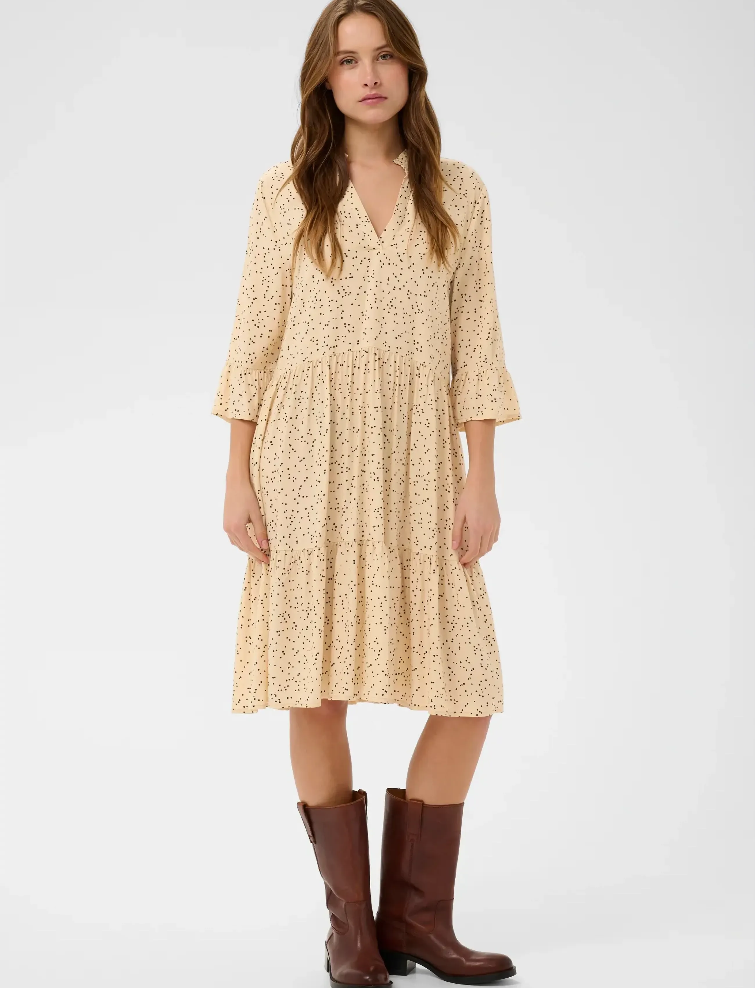 Saint Tropez - EdaSZ Dress - summer dresses - creme black mini dots - 3