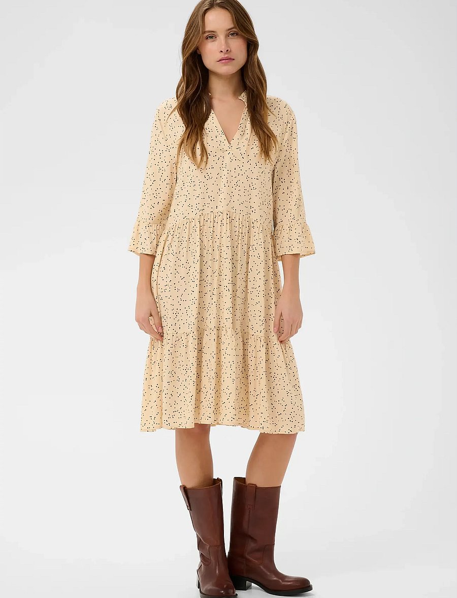 Saint Tropez - EdaSZ Dress - sommerkjoler - creme black mini dots - 3