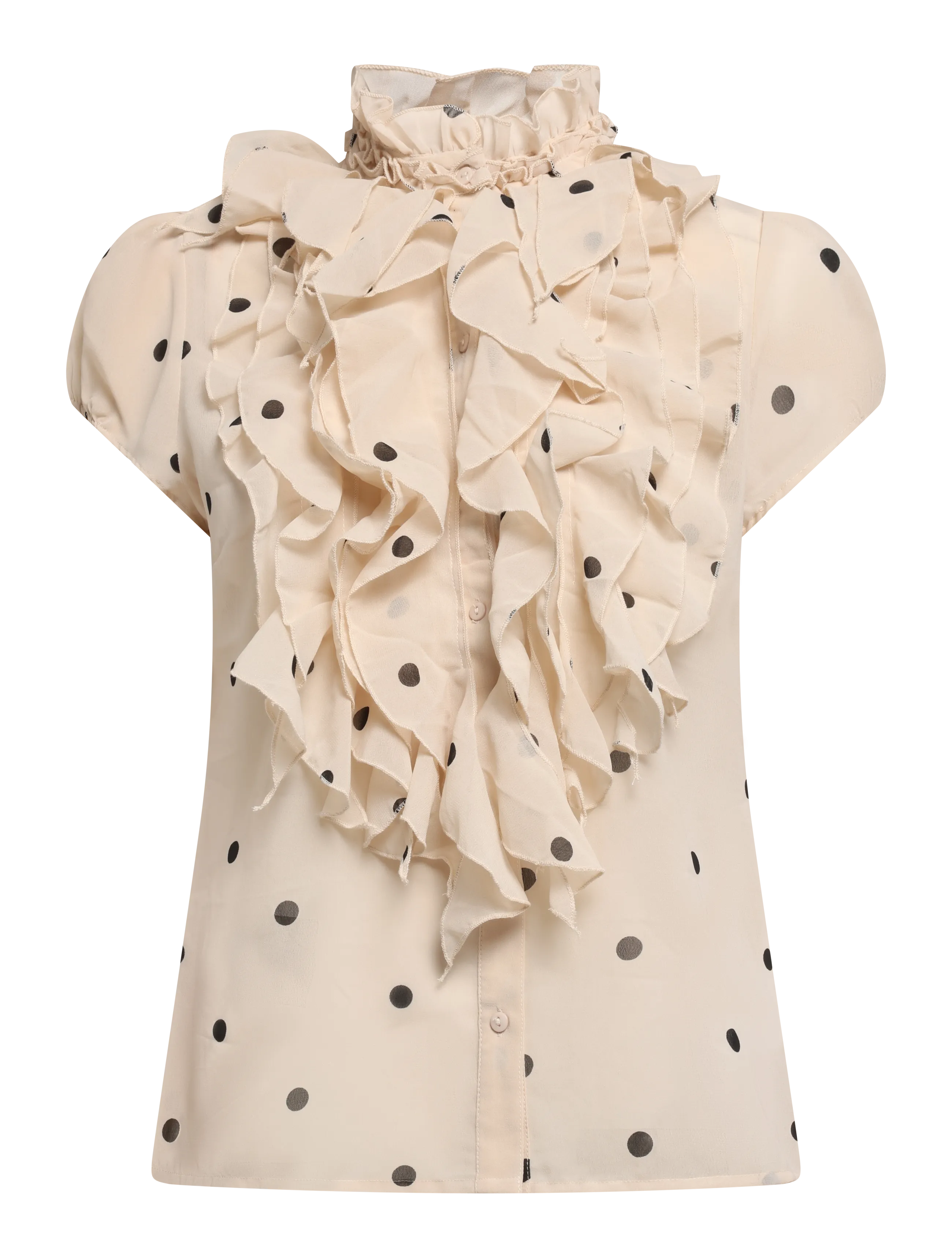 Saint Tropez LiljaSZ SS Shirt - Lühikeste varrukatega pluusid - CREME CIRCULAR DOT / cream