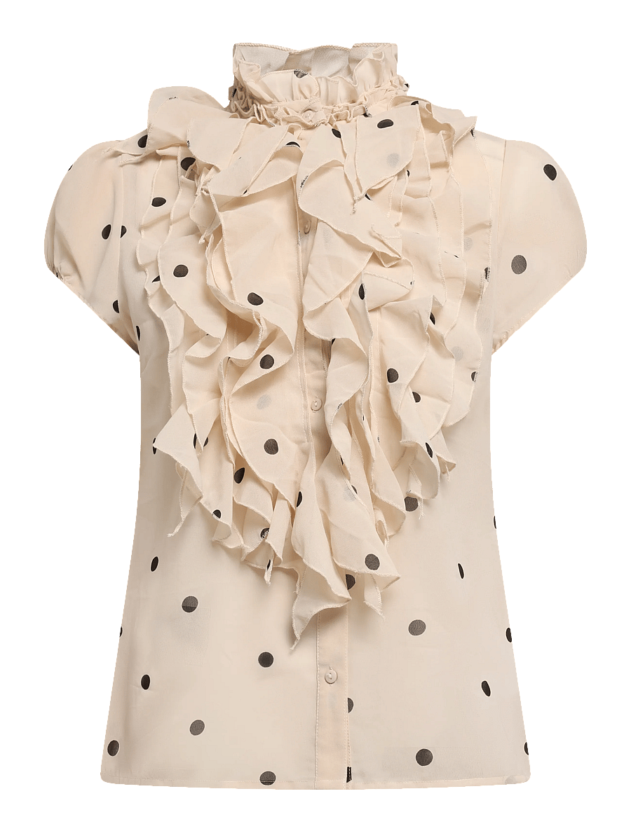 Saint Tropez - LiljaSZ SS Shirt - lühikeste varrukatega pluusid - creme circular dot - 0