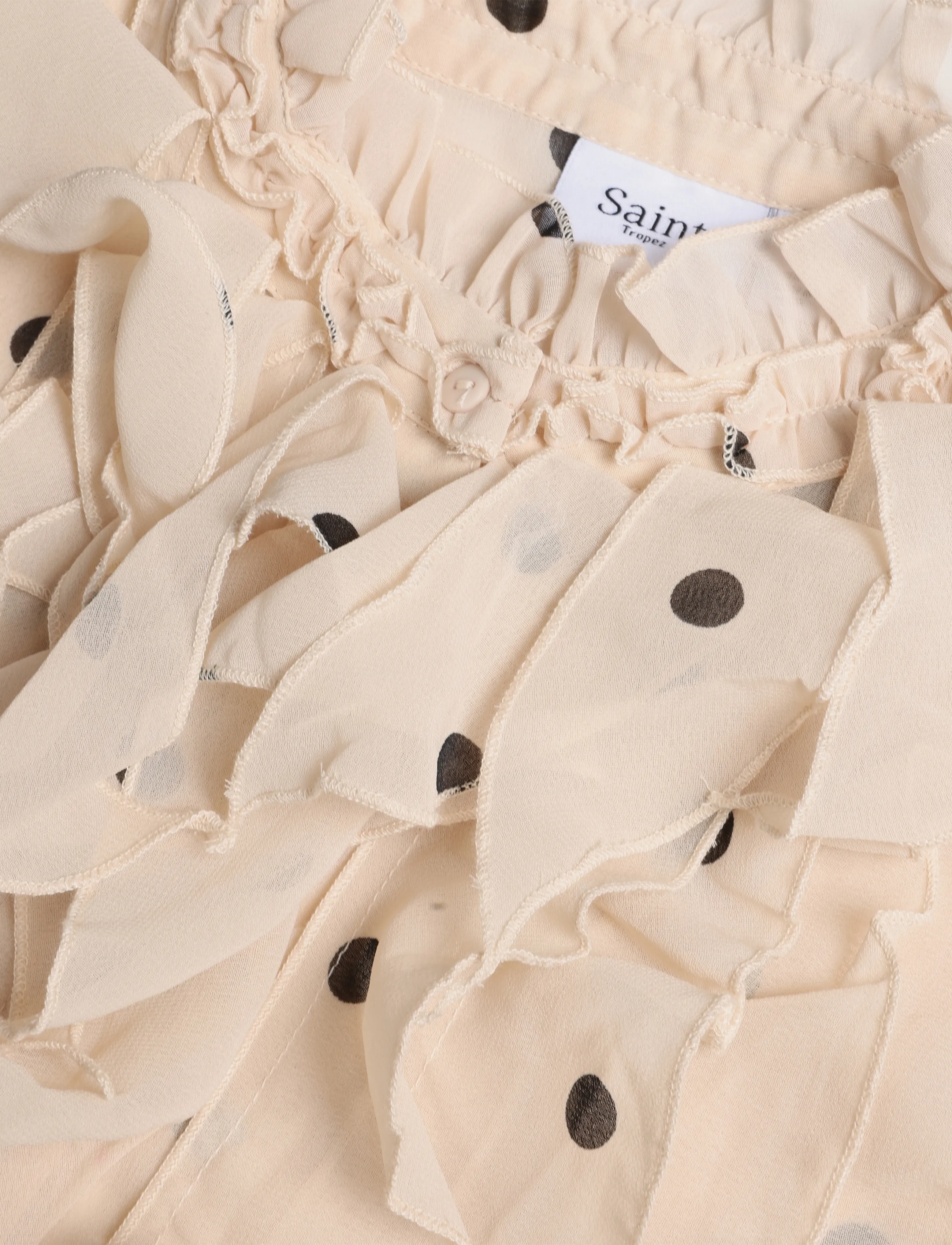 Saint Tropez - LiljaSZ SS Shirt - lühikeste varrukatega pluusid - creme circular dot - 2