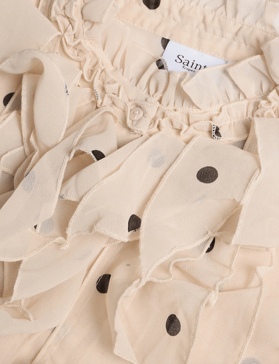 Saint Tropez - LiljaSZ SS Shirt - lühikeste varrukatega pluusid - creme circular dot - 2