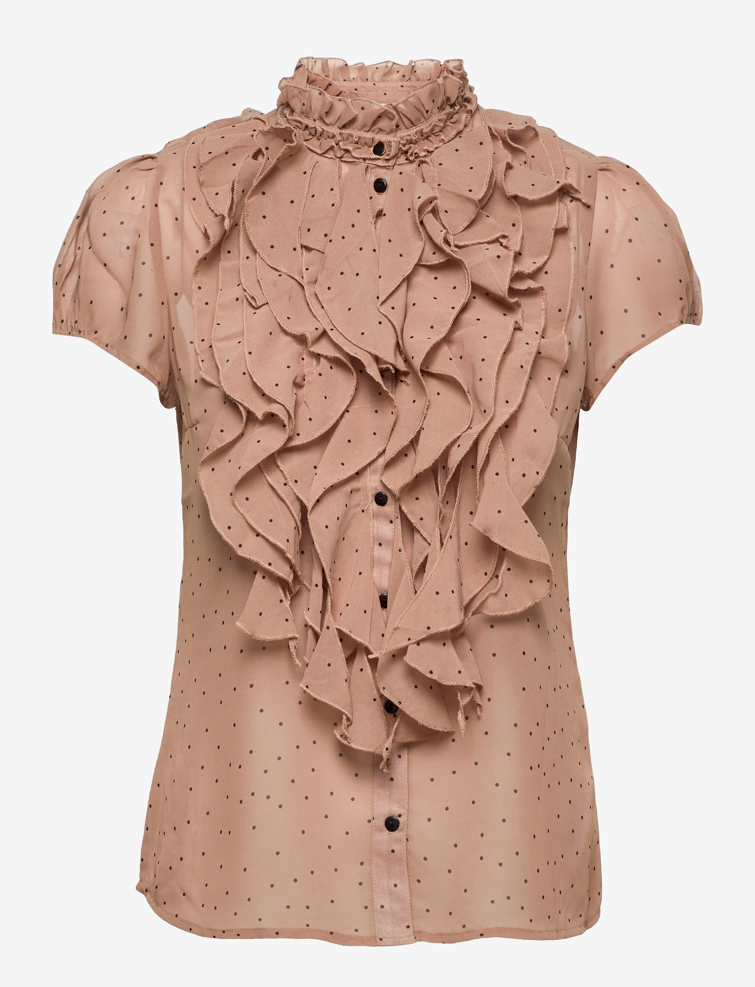 Saint Tropez LiljaSZ SS Shirt - Short-sleeved blouses - PRALINE DOT / beige