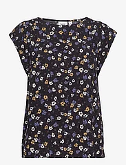 Saint Tropez - BlancaSZ Adele SS Top - kortärmade blusar - blue deep floral garden - 0