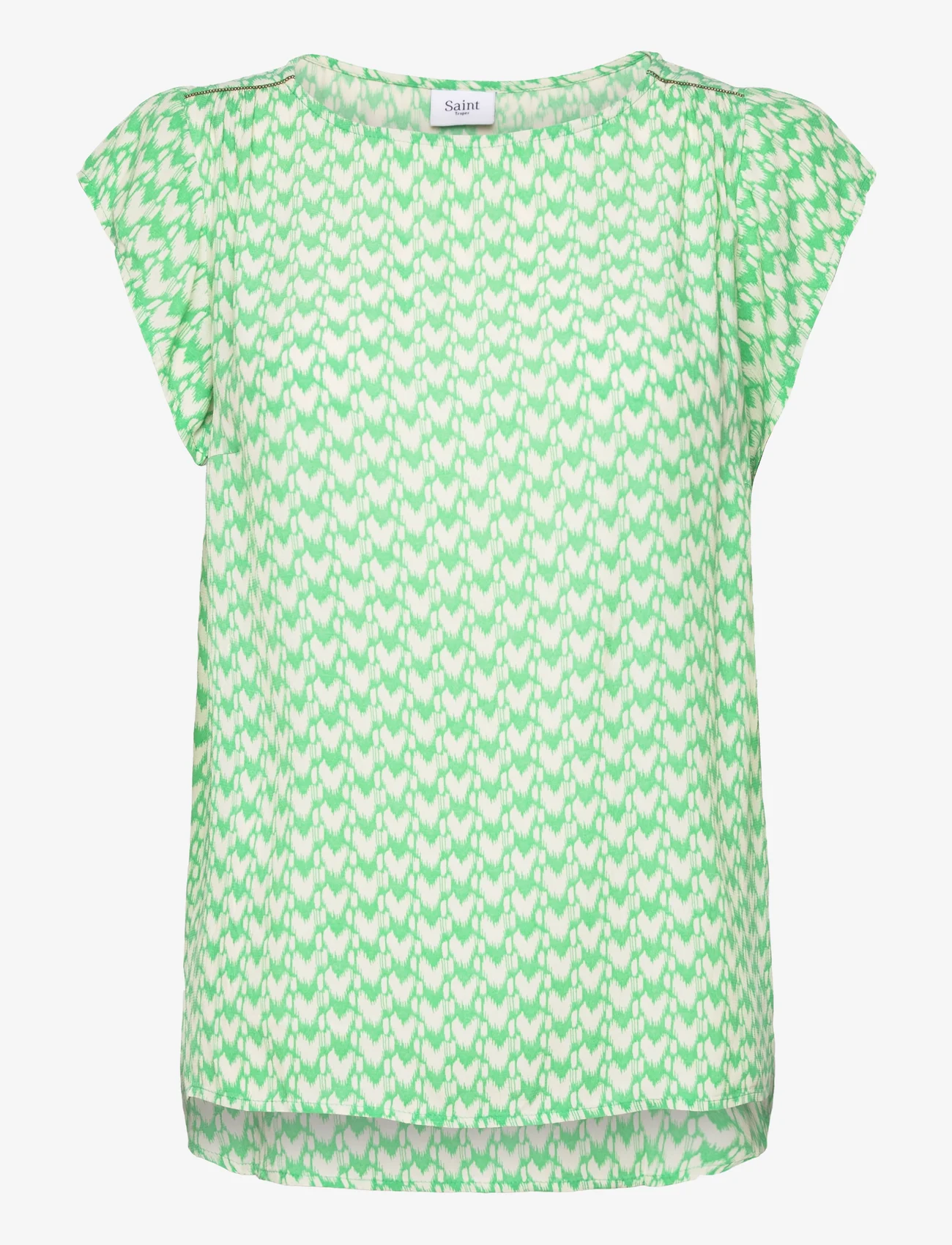 Saint Tropez - BlancaSZ Adele SS Top - short-sleeved blouses - zephyr green graphic - 0