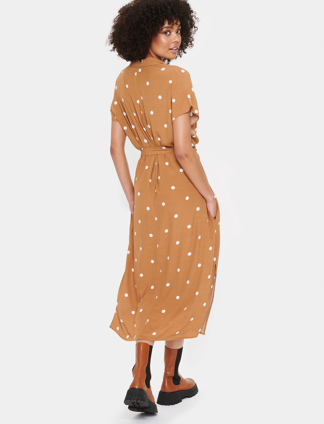 Saint Tropez - BlancaSZ SS Dress - tobacco brown cirkular dot - 4
