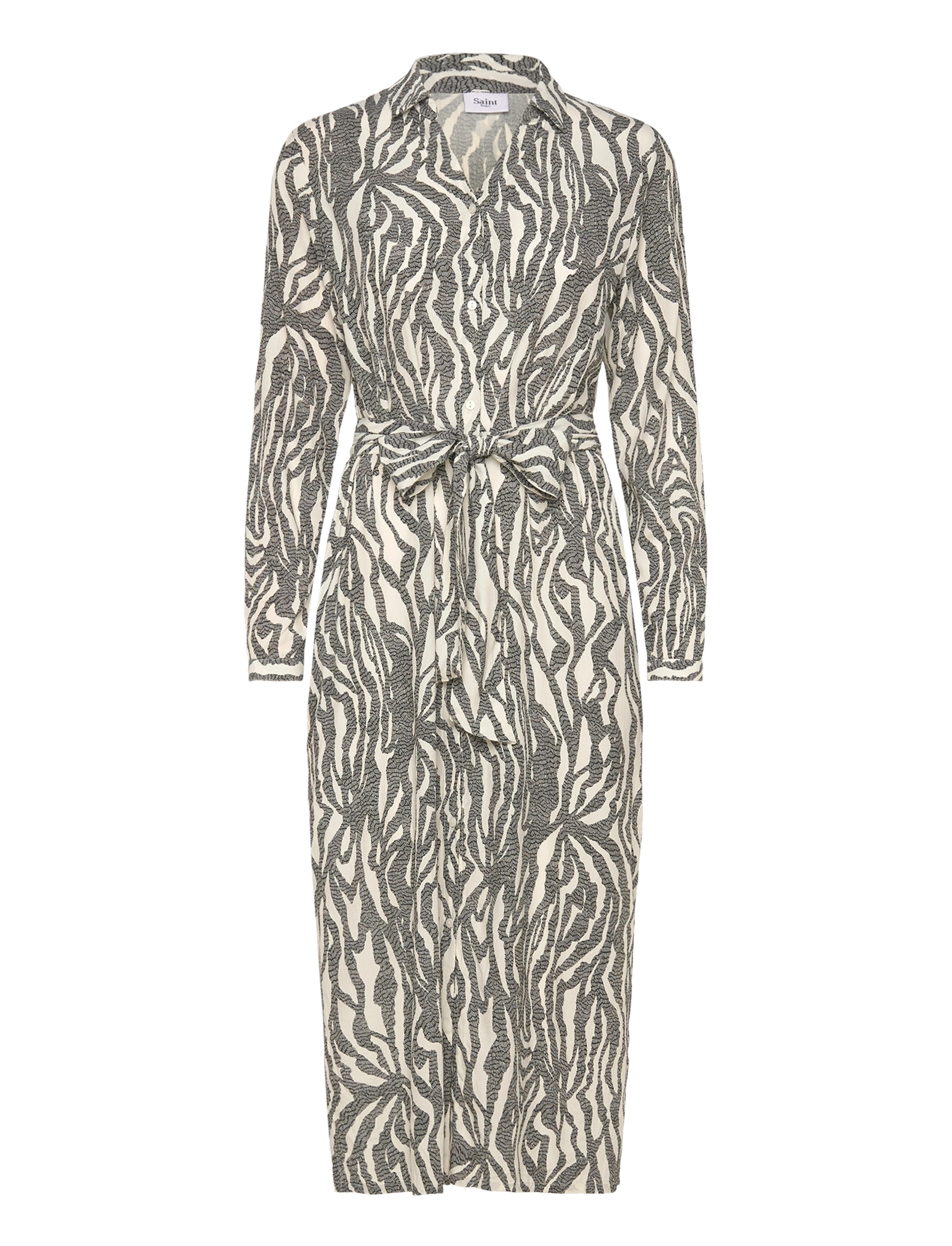 Saint Tropez - BlancaSZ LS Dress - skjortekjoler - black zebra graphic - 1