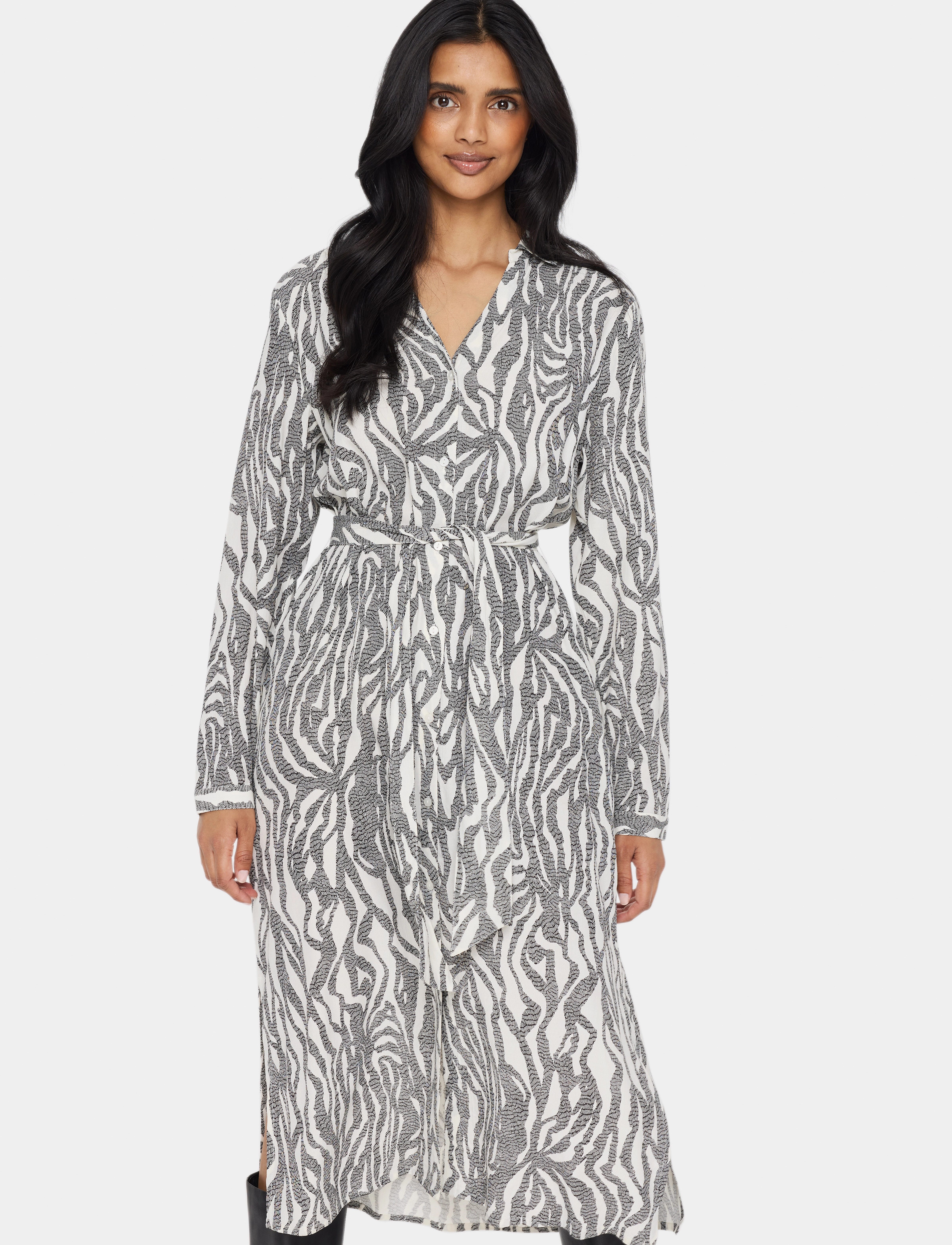 Saint Tropez BlancaSZ LS Dress - Jurken - BLACK ZEBRA GRAPHIC / multi