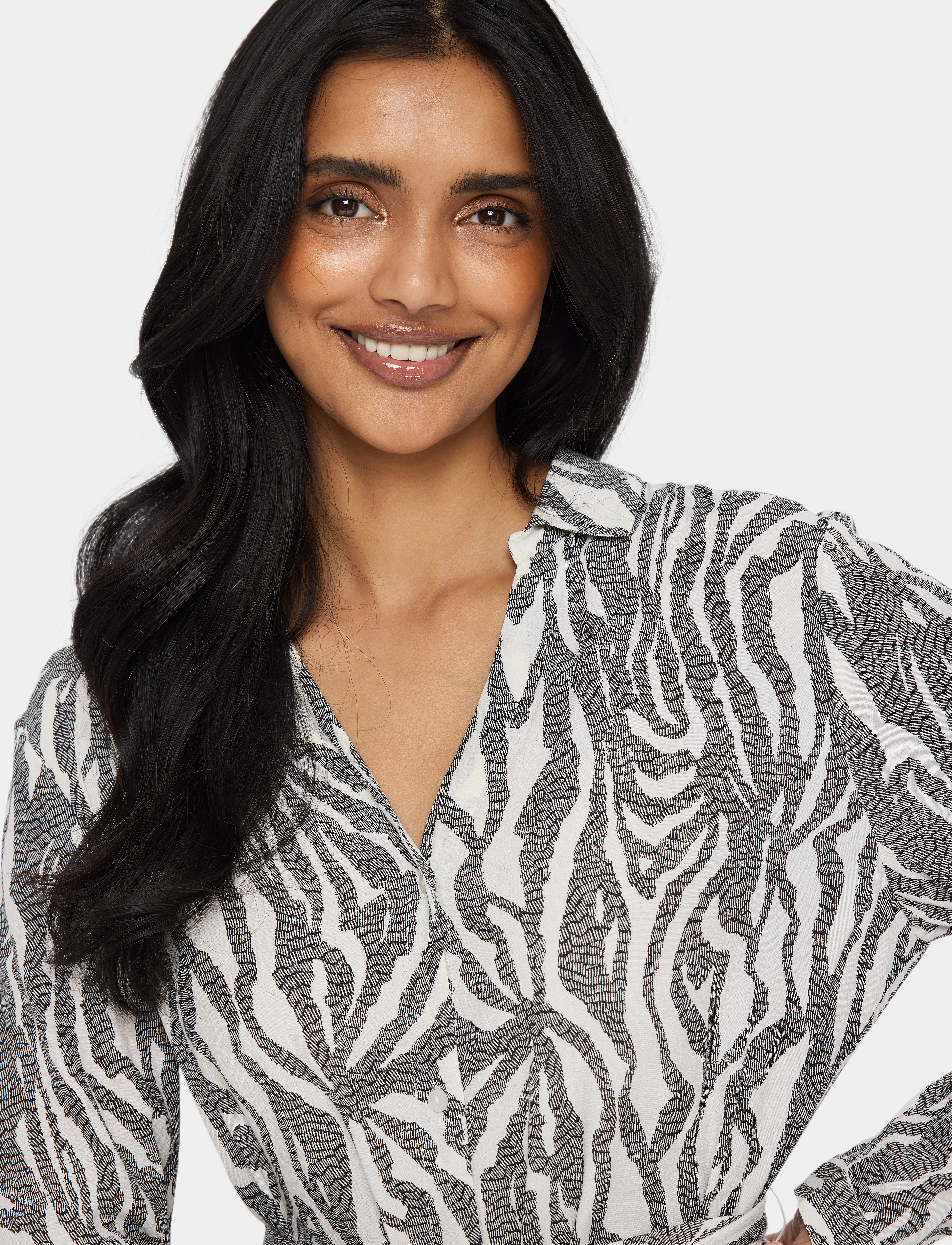 Saint Tropez - BlancaSZ LS Dress - skjortekjoler - black zebra graphic - 5