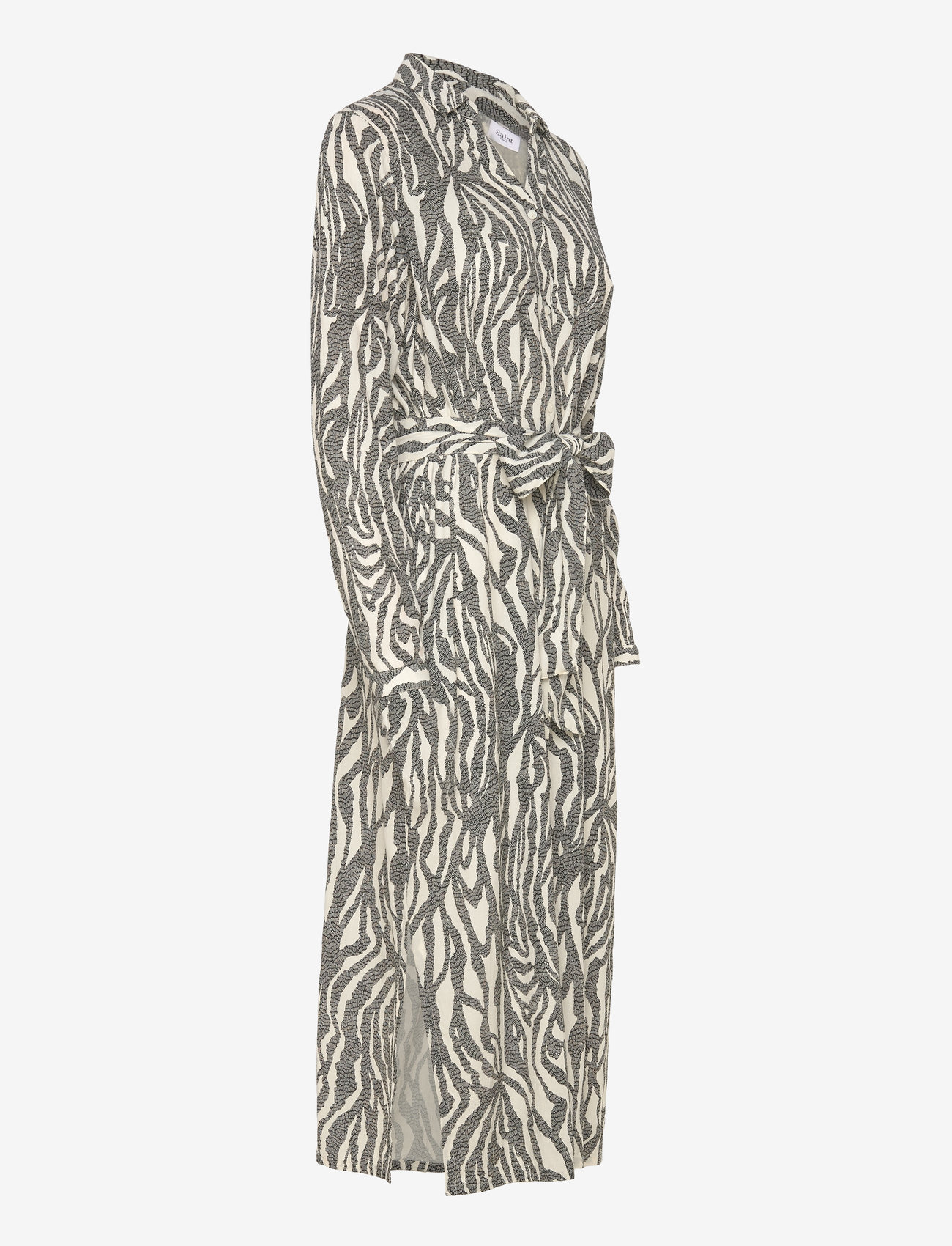 Saint Tropez - BlancaSZ LS Dress - skjortekjoler - black zebra graphic - 3