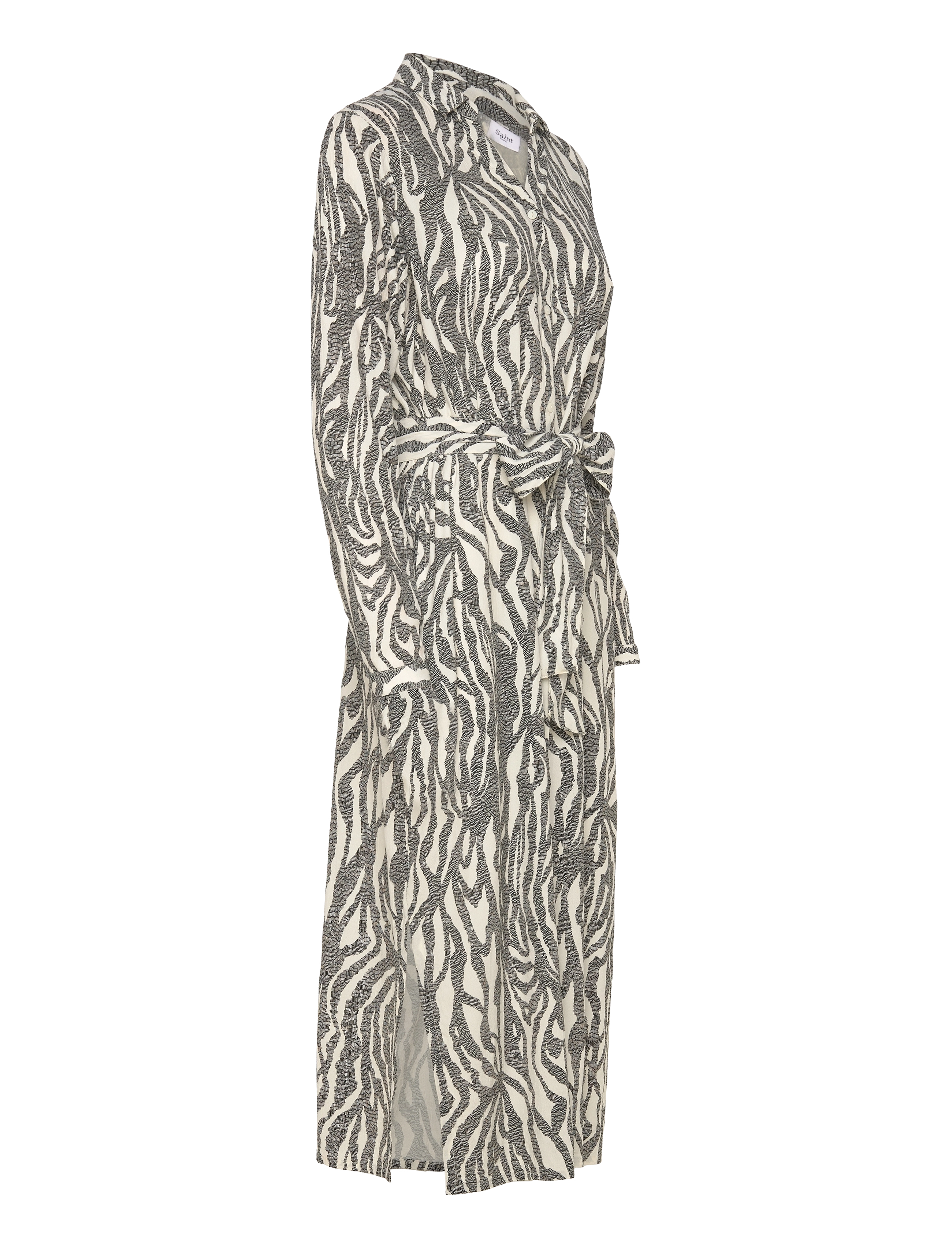 Saint Tropez - BlancaSZ LS Dress - skjortekjoler - black zebra graphic - 3