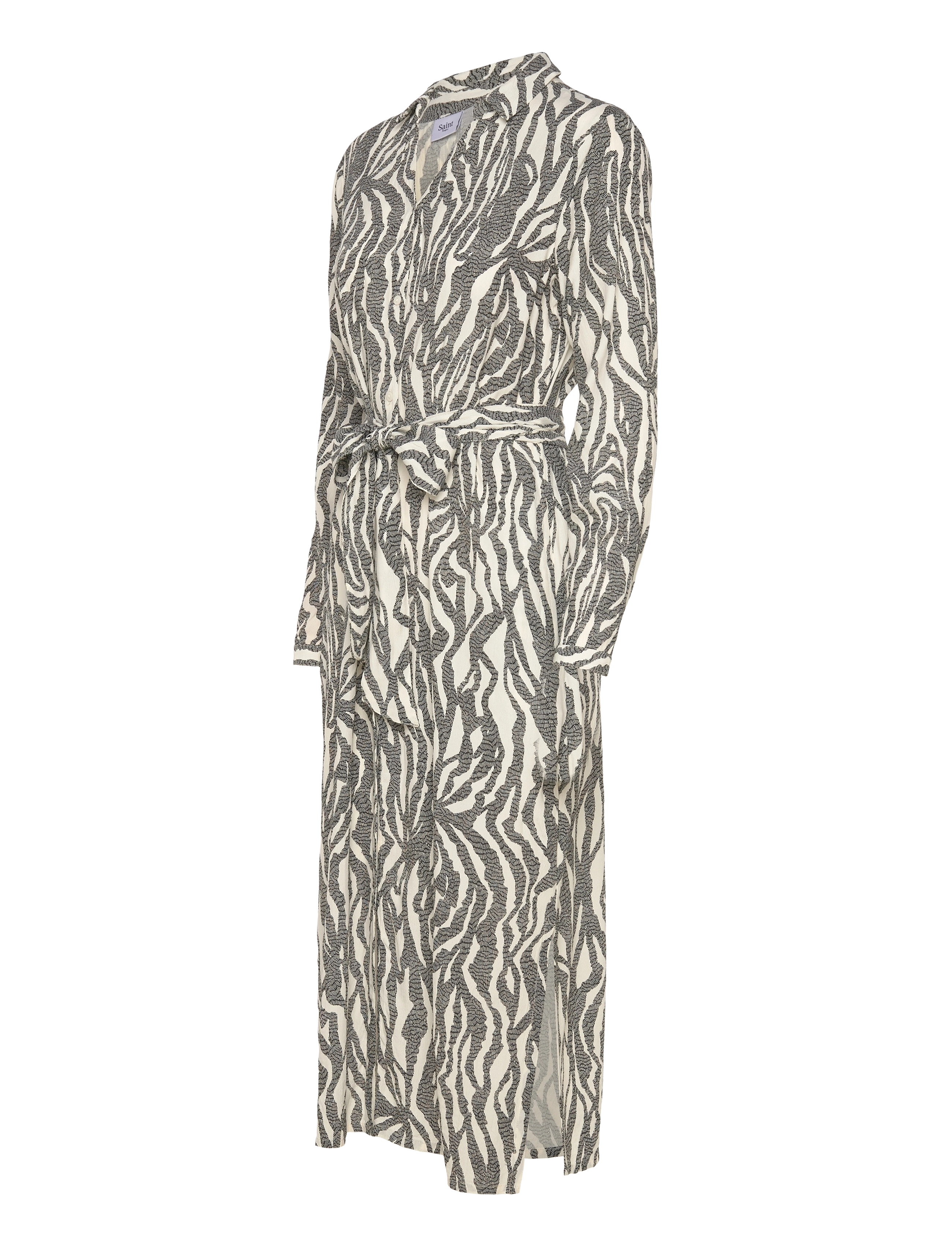 Saint Tropez - BlancaSZ LS Dress - skjortekjoler - black zebra graphic - 4
