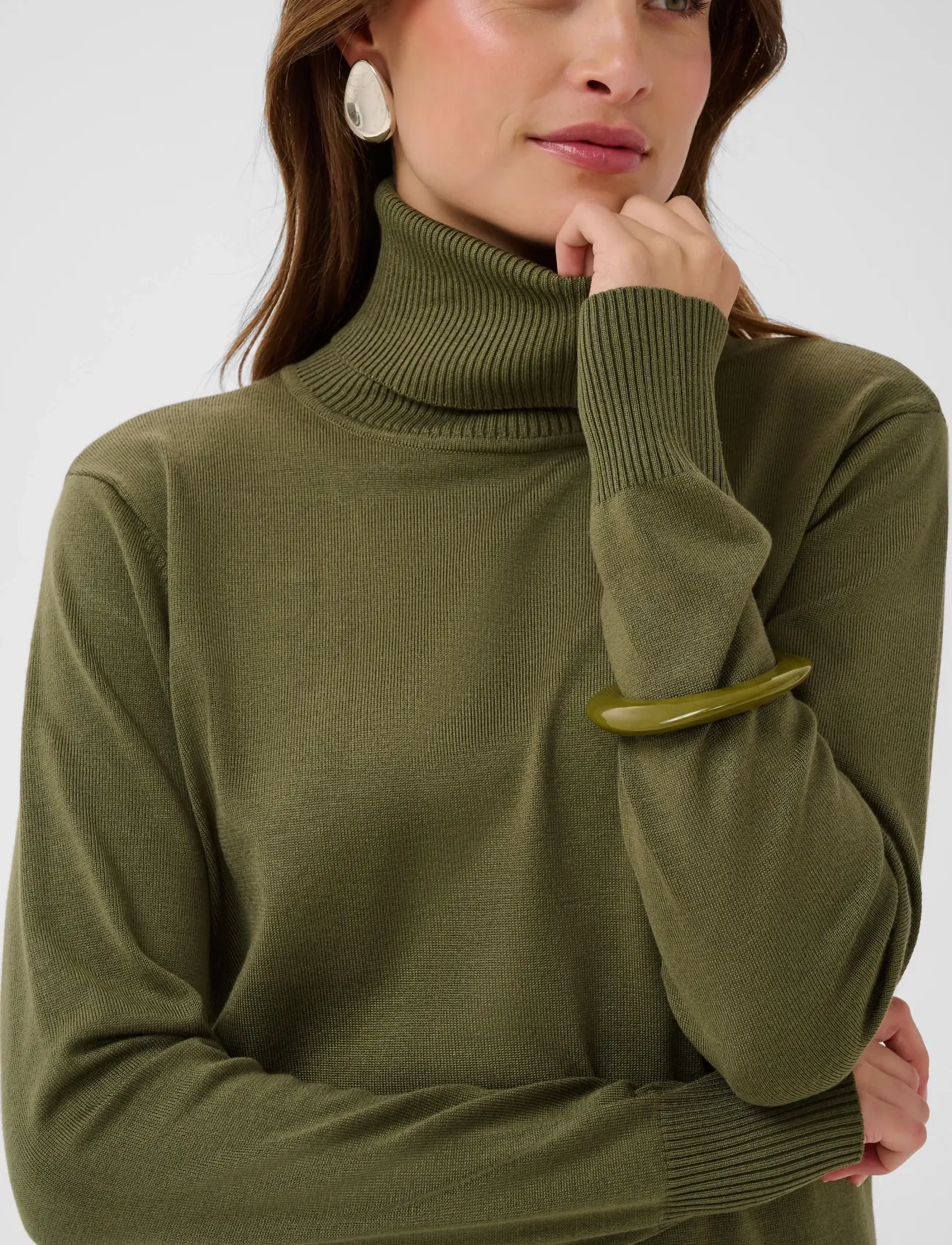 Saint Tropez - MilaSZ Roll Neck Long Dress - knitted dresses - four leaf clover melange - 4
