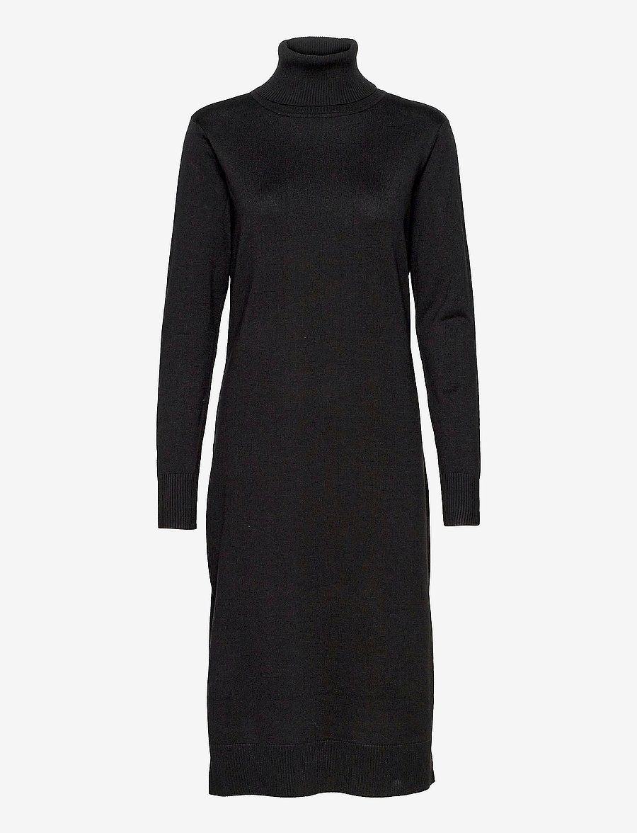 Saint Tropez - MilaSZ Roll Neck Long Dress - kootud kleidid - black - 1