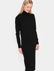 Saint Tropez - MilaSZ Roll Neck Long Dress - stickade klänningar - black - 4